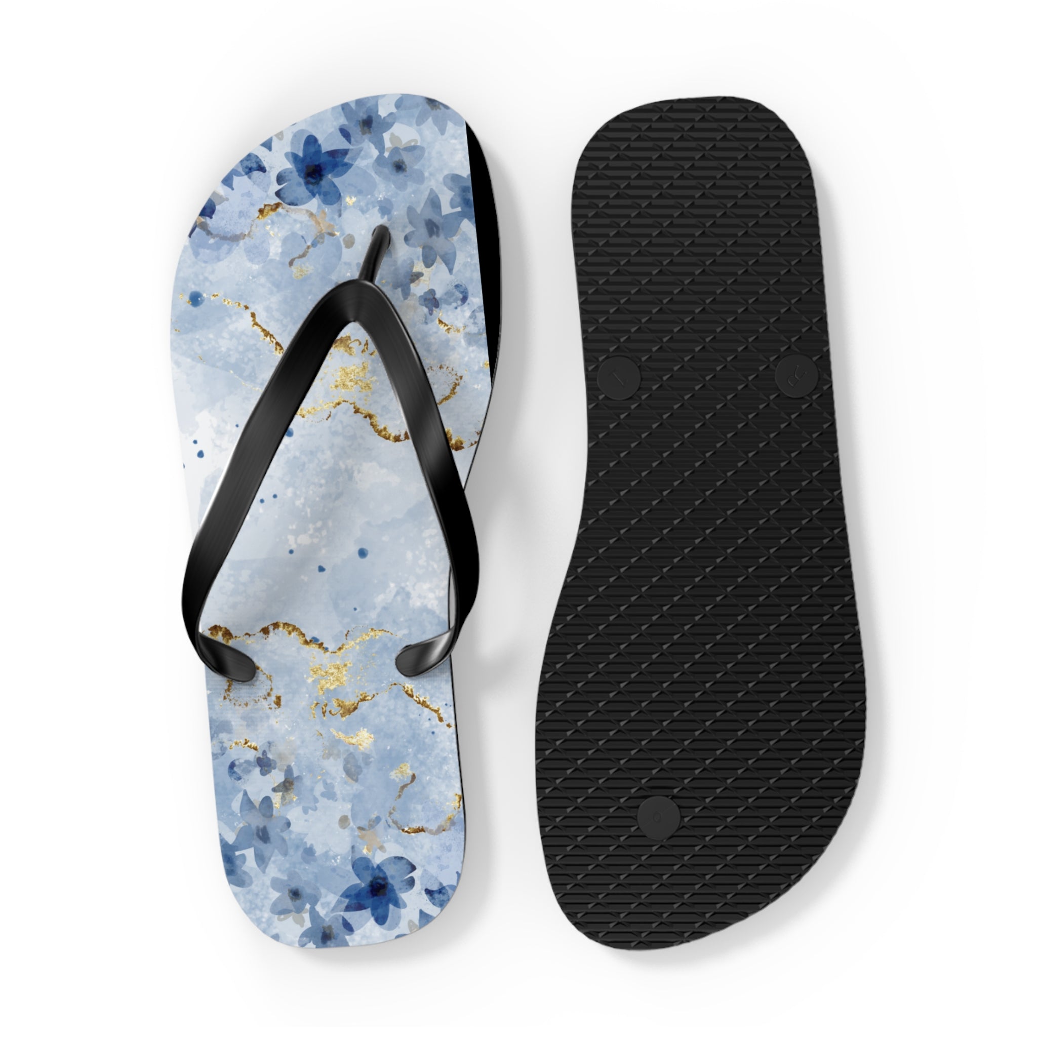 Blue And Gold Design, Flip Flops for Women, Cute Designs, Everyday Use, Indoor Sleepers