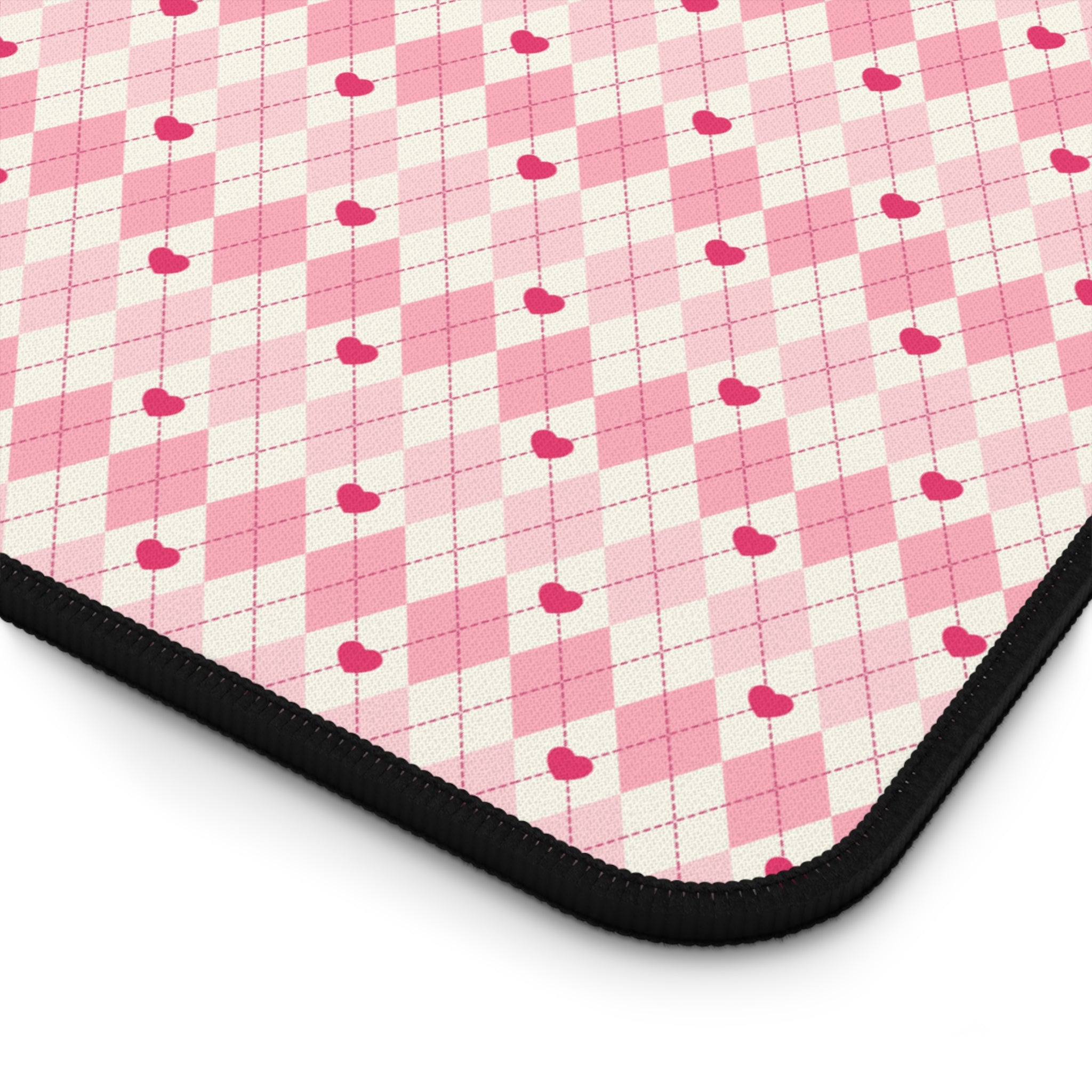 Pink Vintage Heart Love Valentines Gift, Mouse Pad, Desk Matt for Desktop, Cute Desk Pad Mat, XXL Large Mouse Pad for Desk, Anti-Slip Big Mousepad with Stitched Edges, Keyboard Pad Mouse Mat for Computer