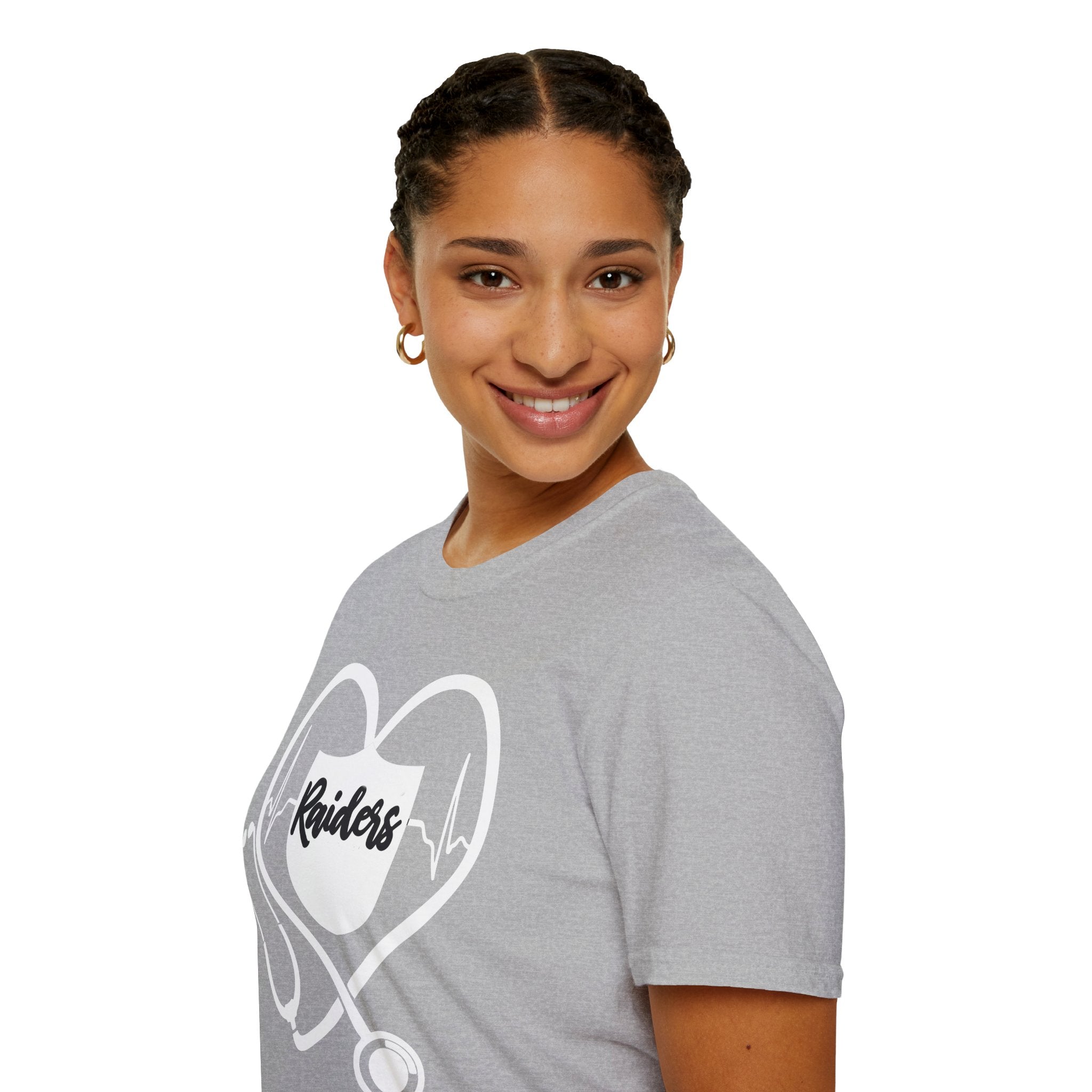 Stethoscope White Raiders Football T-Shirt, Sports Team Shirt, Fan Game Day Clothing, Football Fan Gift, Team Spirit Tee