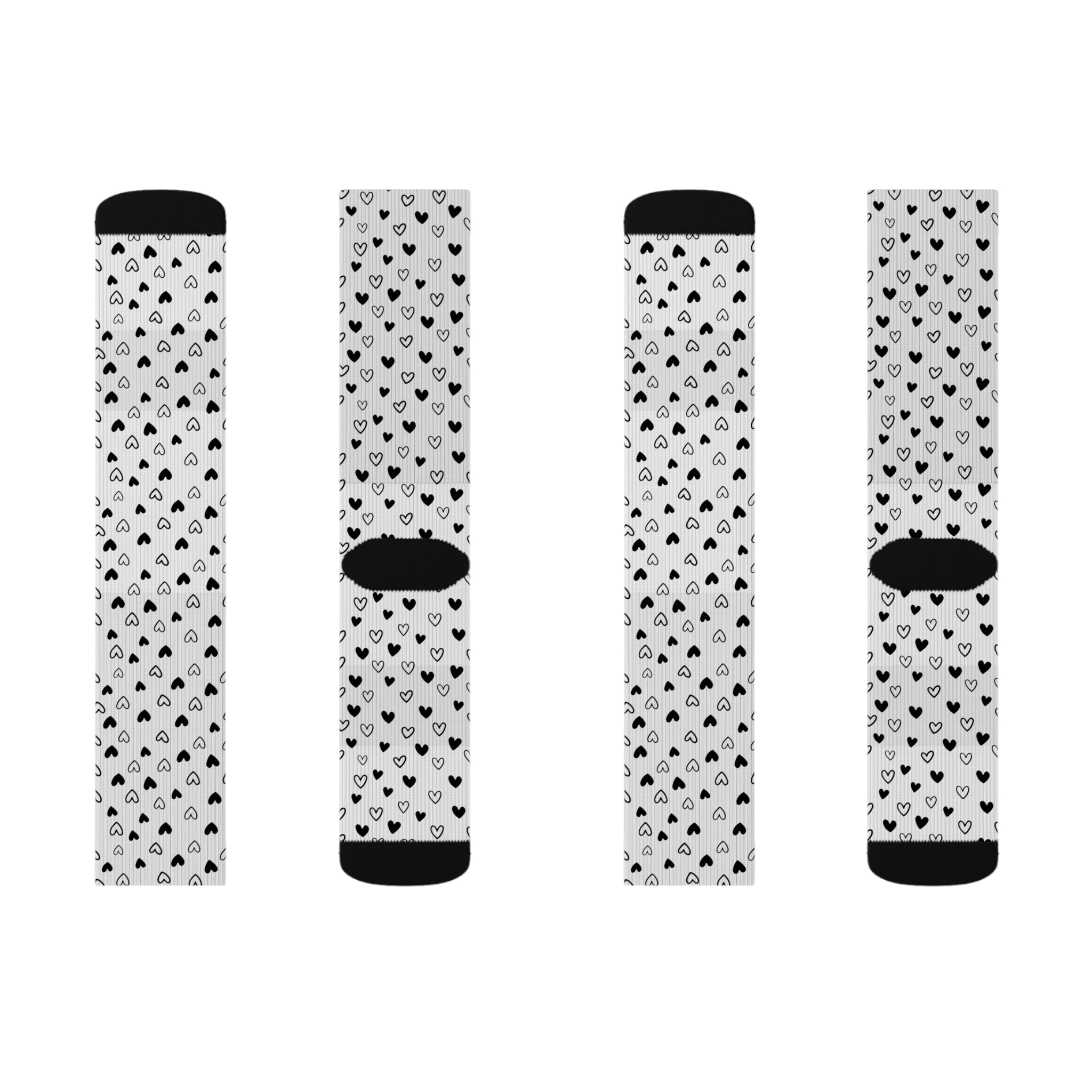 Heart Black White Minimalist Socks Warm Crew Socks Socks for everyday wear