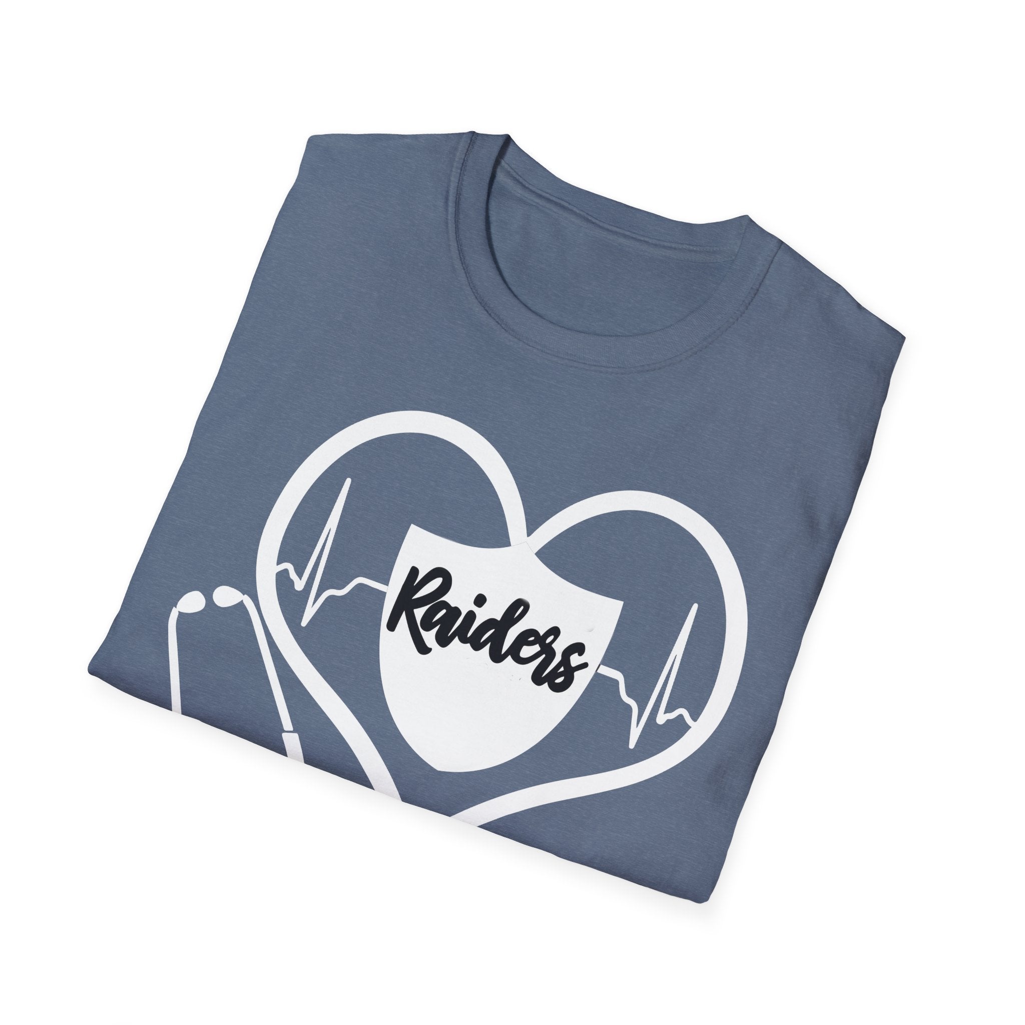 Stethoscope White Raiders Football T-Shirt, Sports Team Shirt, Fan Game Day Clothing, Football Fan Gift, Team Spirit Tee