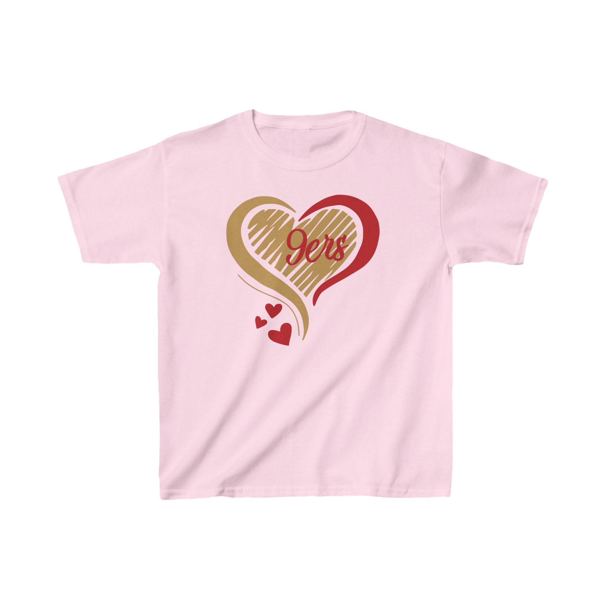 Cute Heart Red Gold SF Shirt, Youth Football Team Top, Boys Girls Sports Tee, San Francisco Tee, Gift Shirt, Unisex Shirt