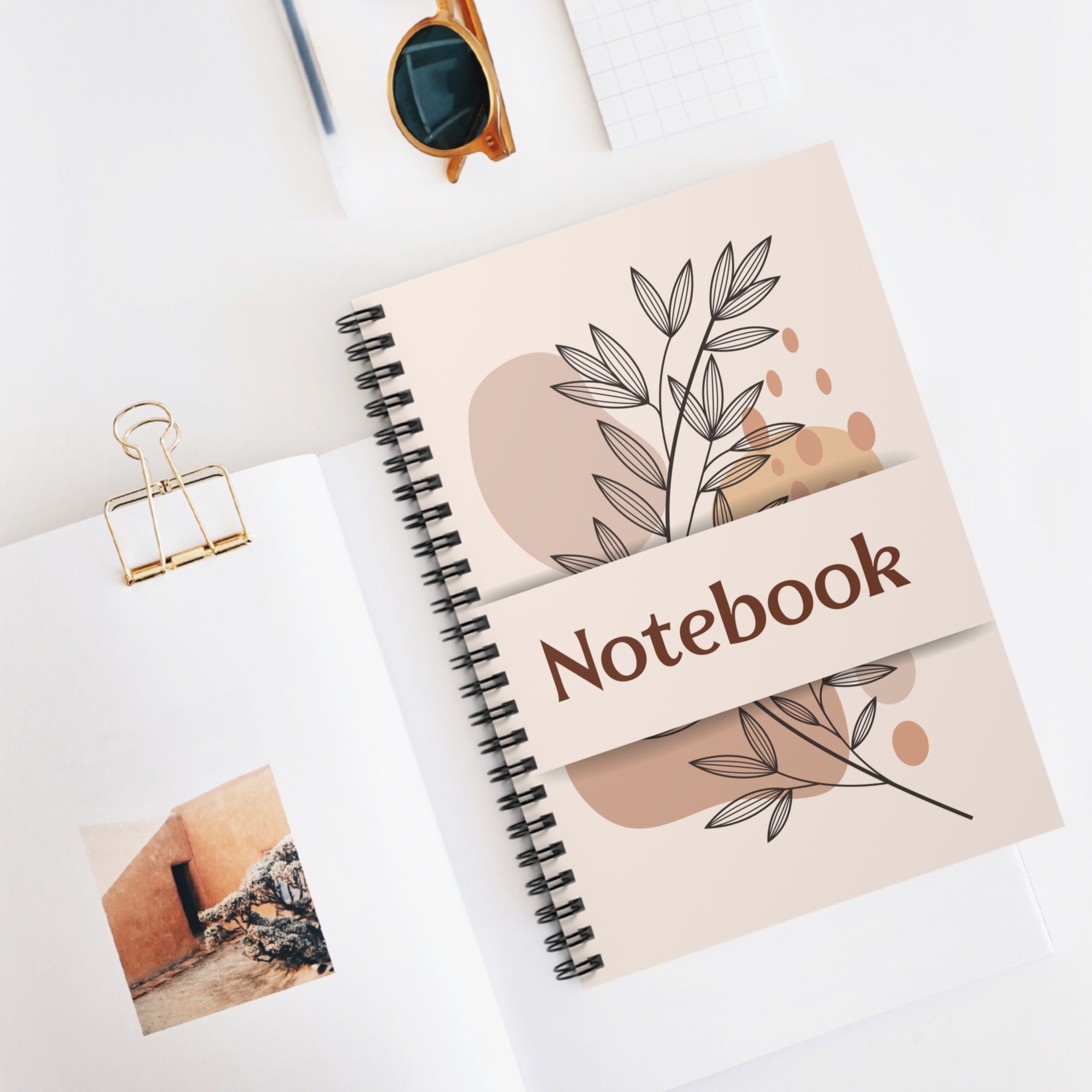 Beige Brown Aesthetic Minimalist Notebook, Spiral Notebook - Ruled Line, Notebook, Office Supplies, School Supplies