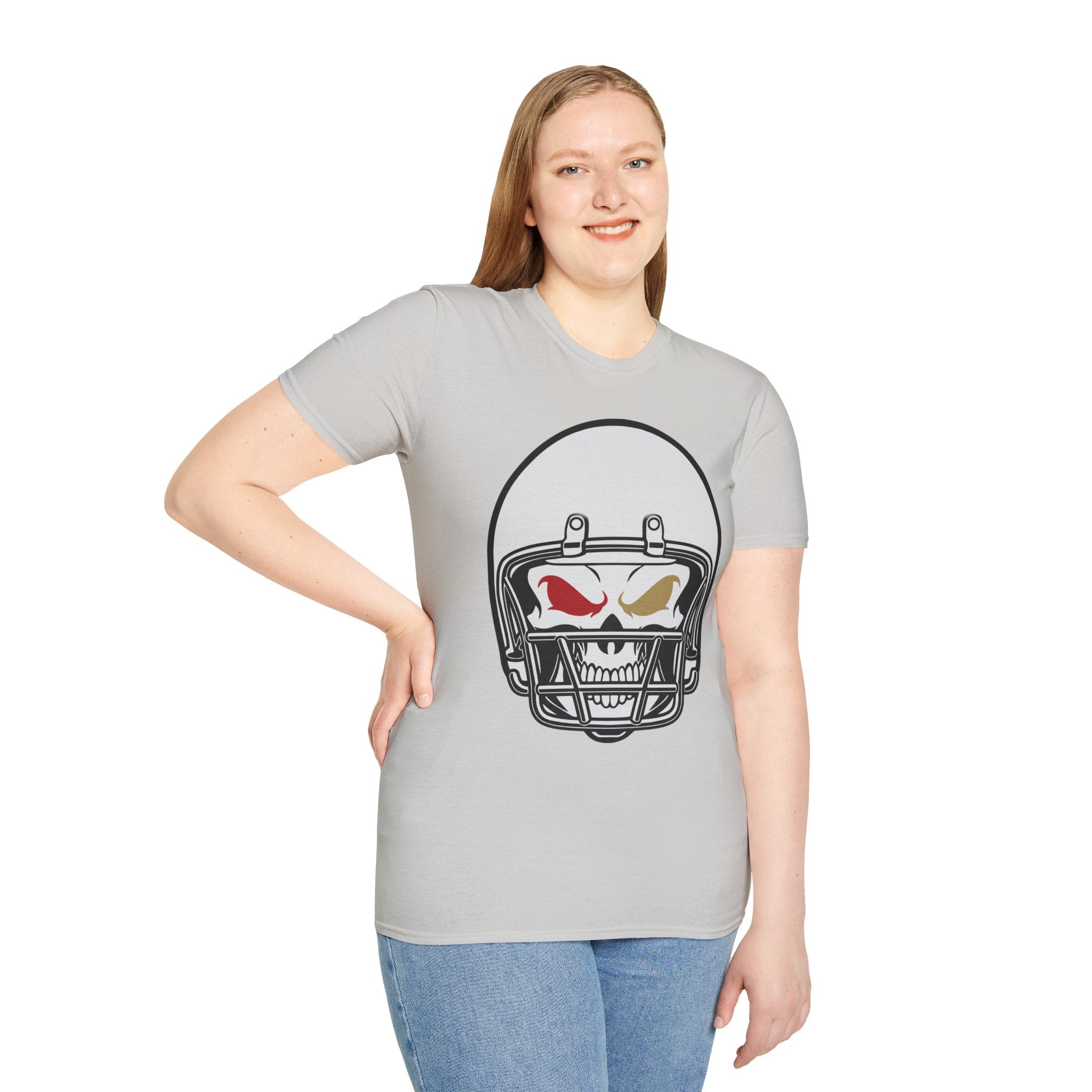 SF Football Skull Helmet T-Shirt - Unique Fan Apparel, Football Team Tee, Game Day Shirt, Sporty Top, Men's Women's Clothing