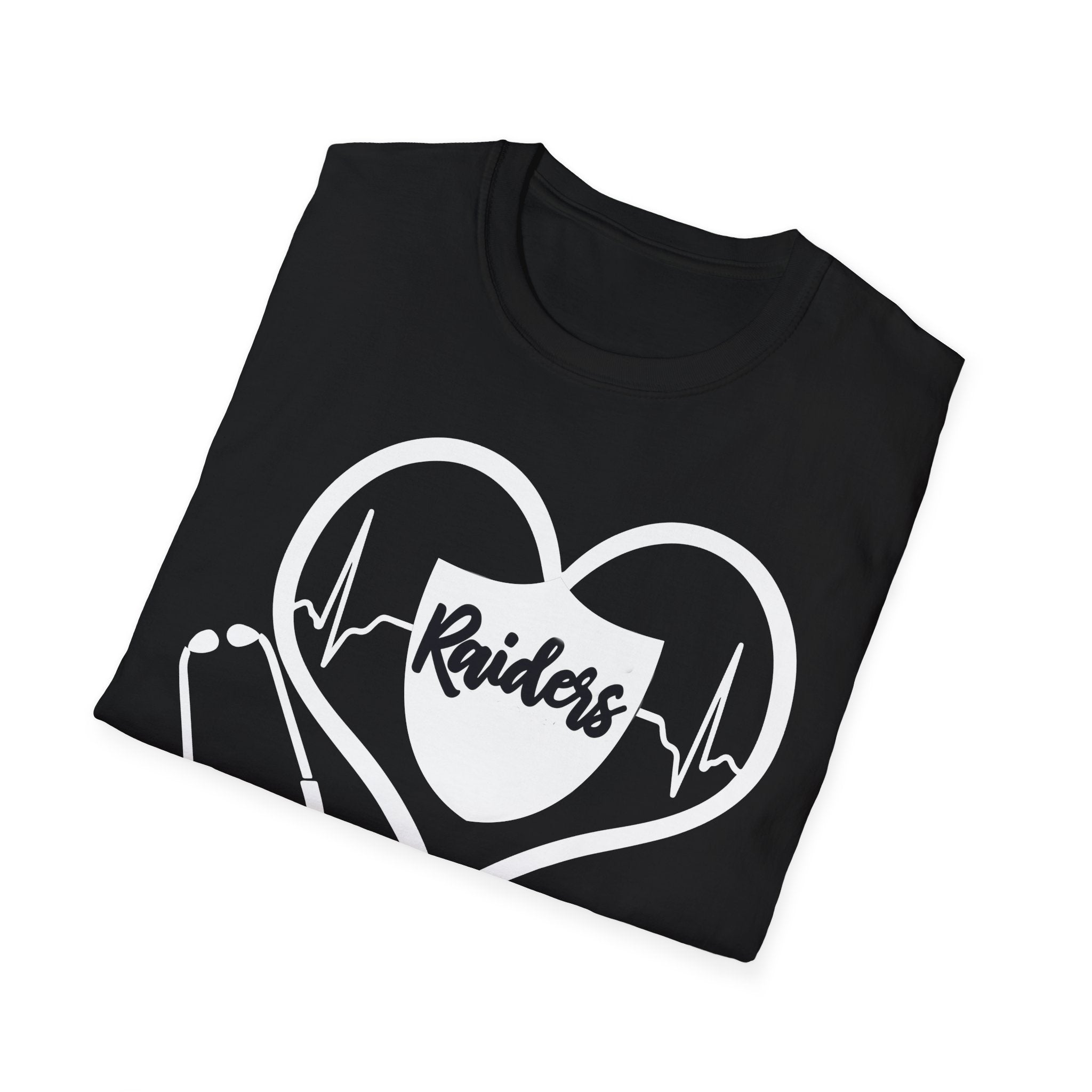Stethoscope White Raiders Football T-Shirt, Sports Team Shirt, Fan Game Day Clothing, Football Fan Gift, Team Spirit Tee