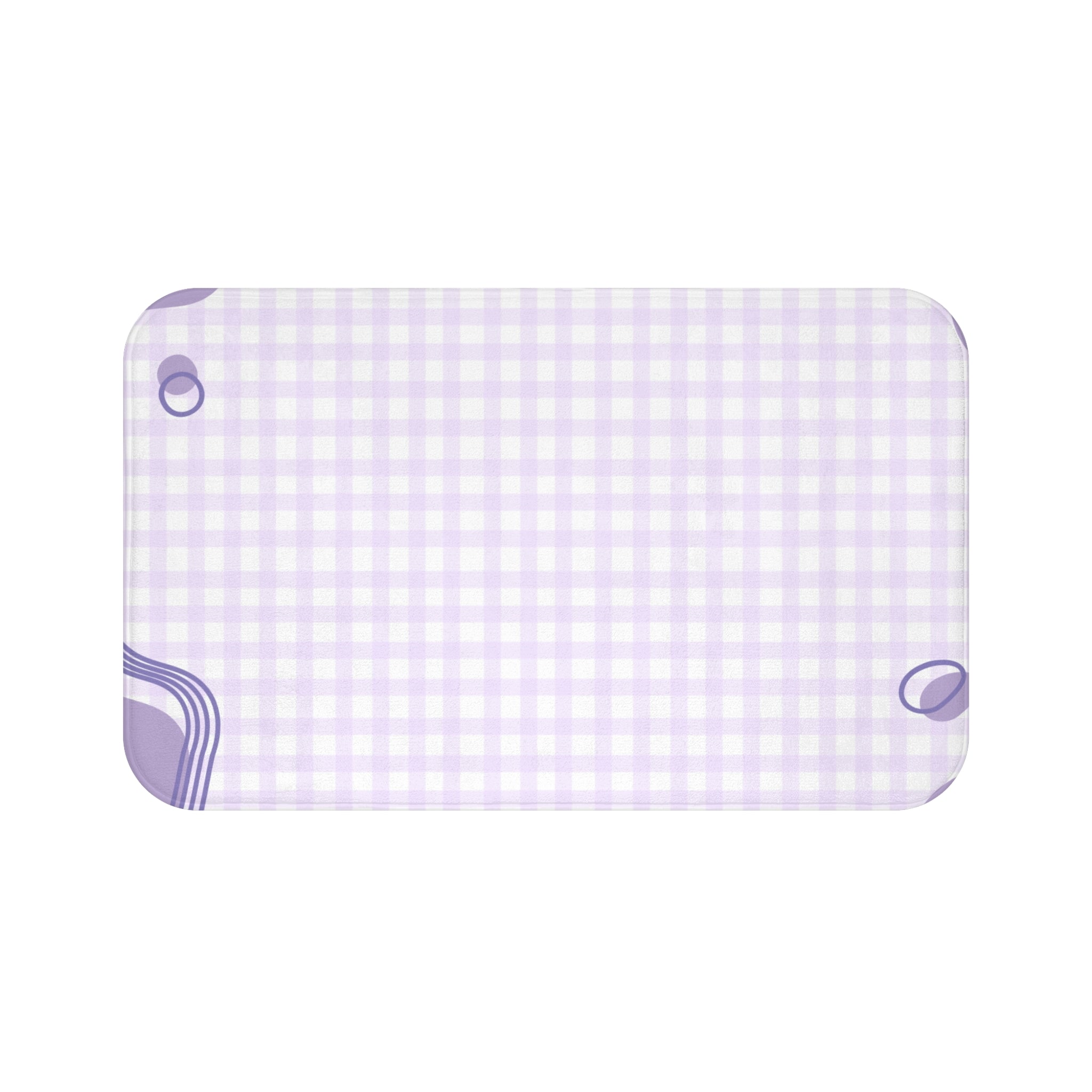 Purple Pattern Memory Foam Microfiber Bath Mat - Extra Soft Non-Slip Plush Rug, Machine Washable, Bathroom Floor, Tub & Shower