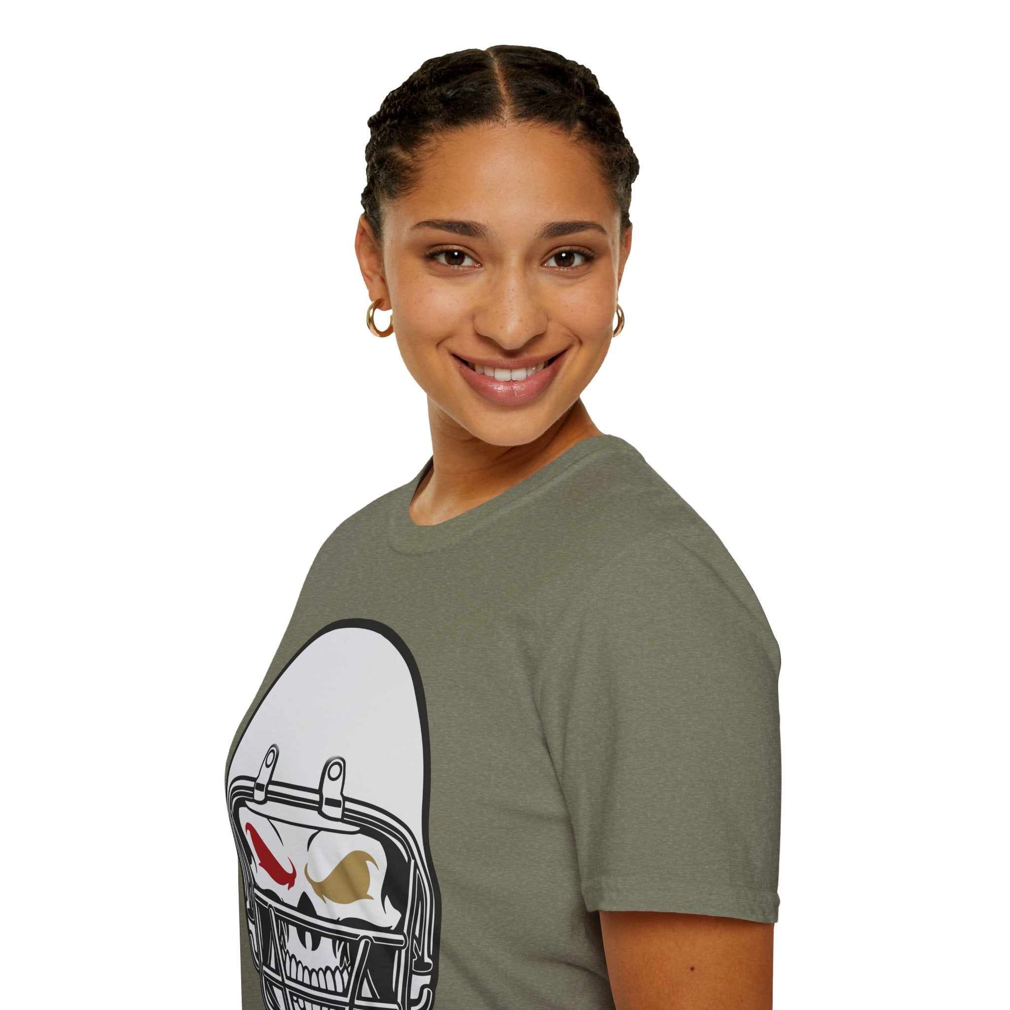 SF Football Skull Helmet T-Shirt - Unique Fan Apparel, Football Team Tee, Game Day Shirt, Sporty Top, Men's Women's Clothing