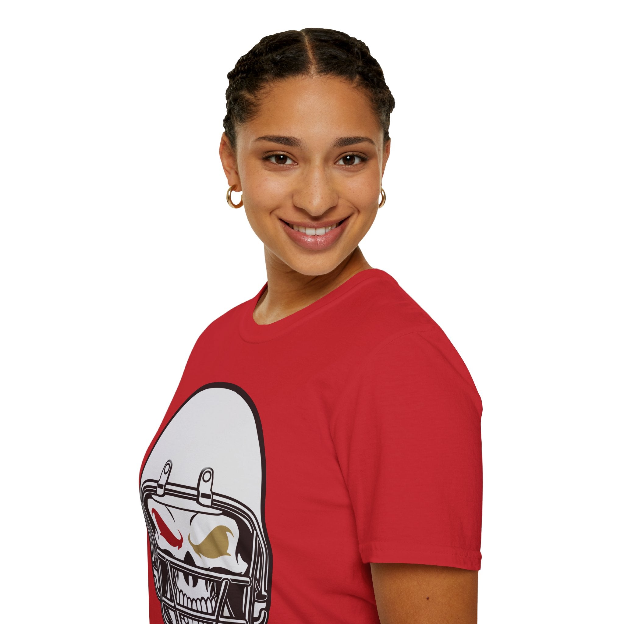 SF Football Skull Helmet T-Shirt - Unique Fan Apparel, Football Team Tee, Game Day Shirt, Sporty Top, Men's Women's Clothing