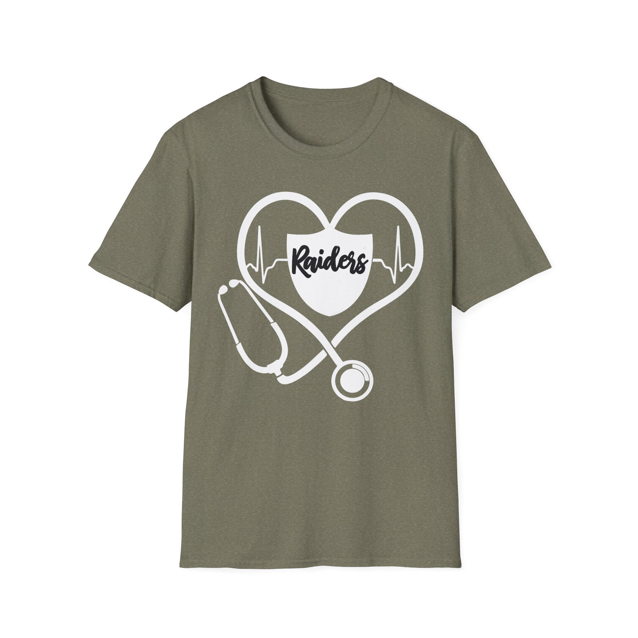 Stethoscope White Raiders Football T-Shirt, Sports Team Shirt, Fan Game Day Clothing, Football Fan Gift, Team Spirit Tee