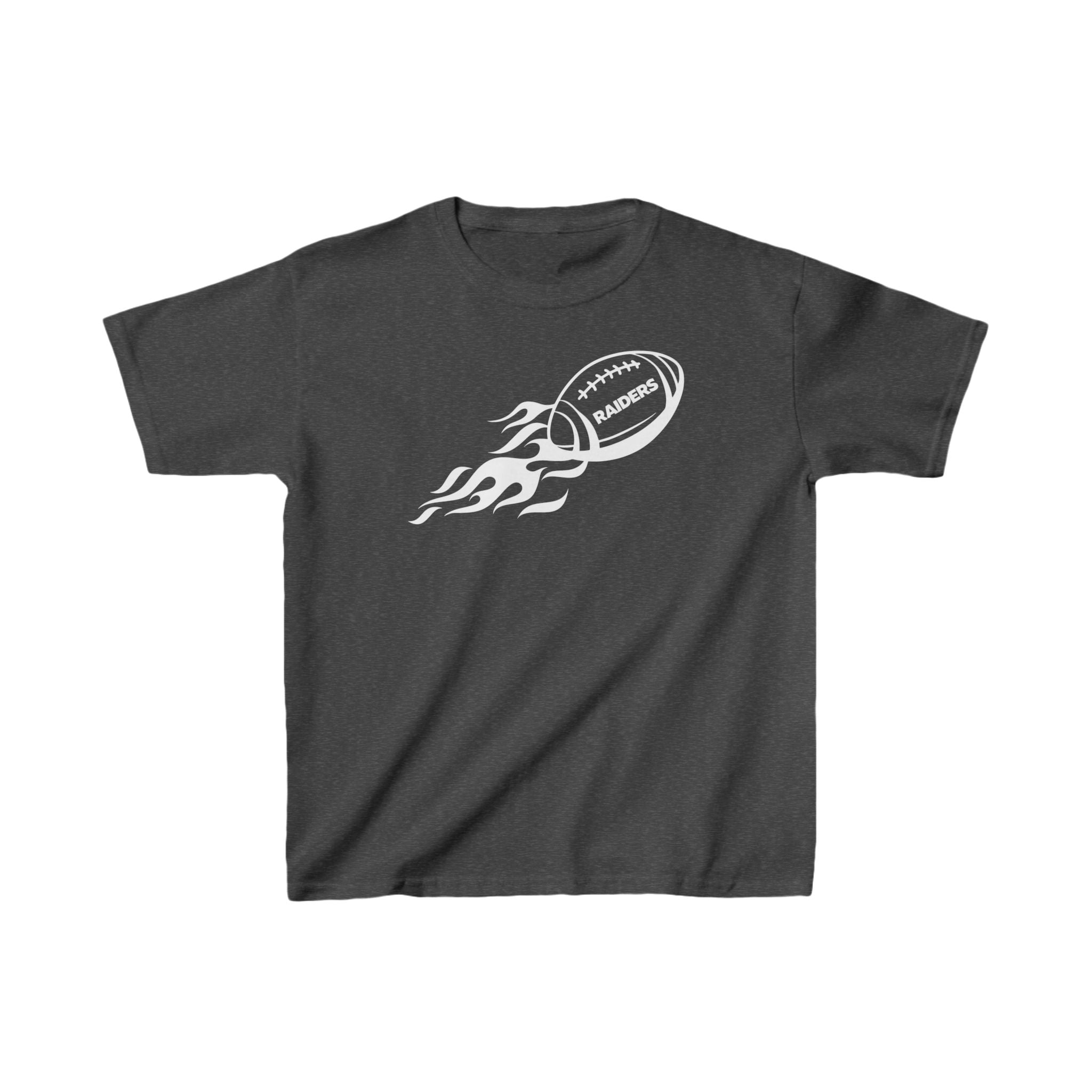 White Football on Flame Raiders Shirt for Kids, Gift Fan Sports Shirt, Children Shirt Clothing, Youth Team Game Day Shirt