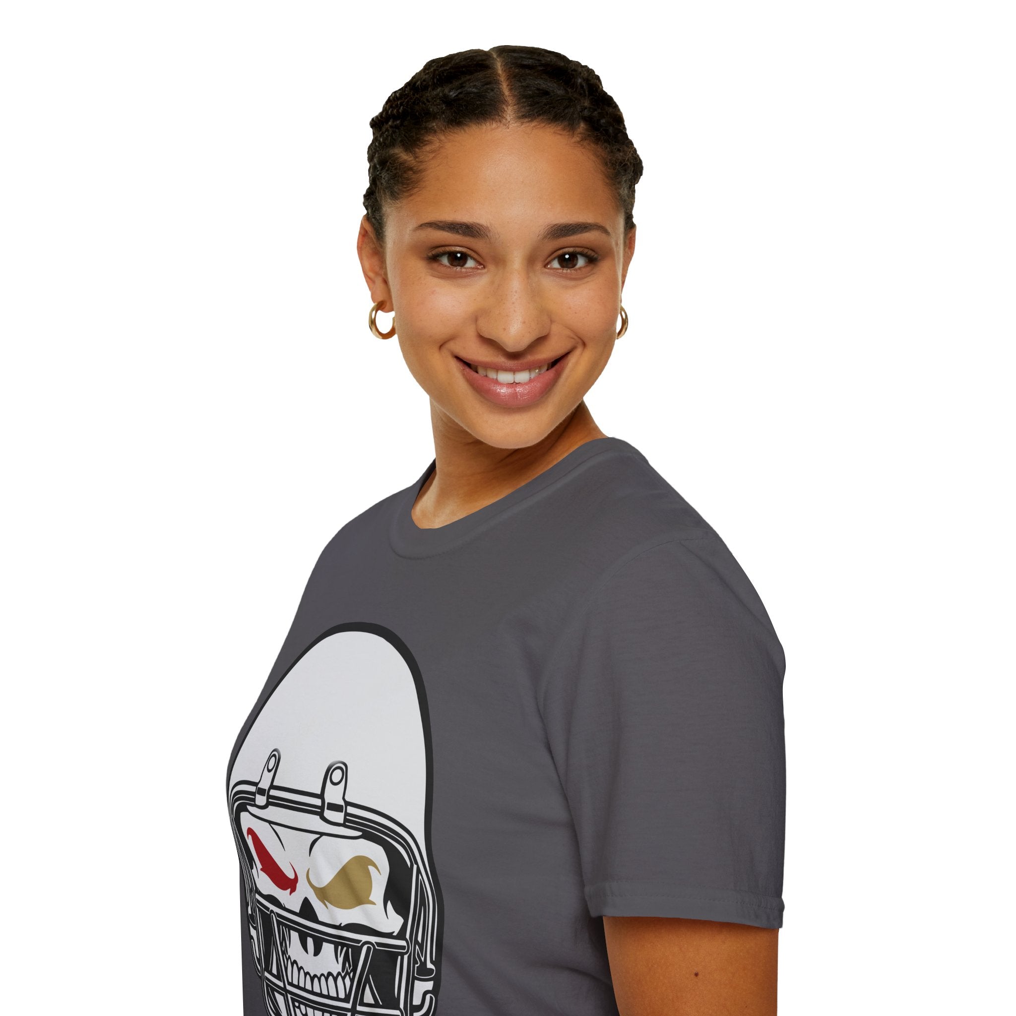 SF Football Skull Helmet T-Shirt - Unique Fan Apparel, Football Team Tee, Game Day Shirt, Sporty Top, Men's Women's Clothing