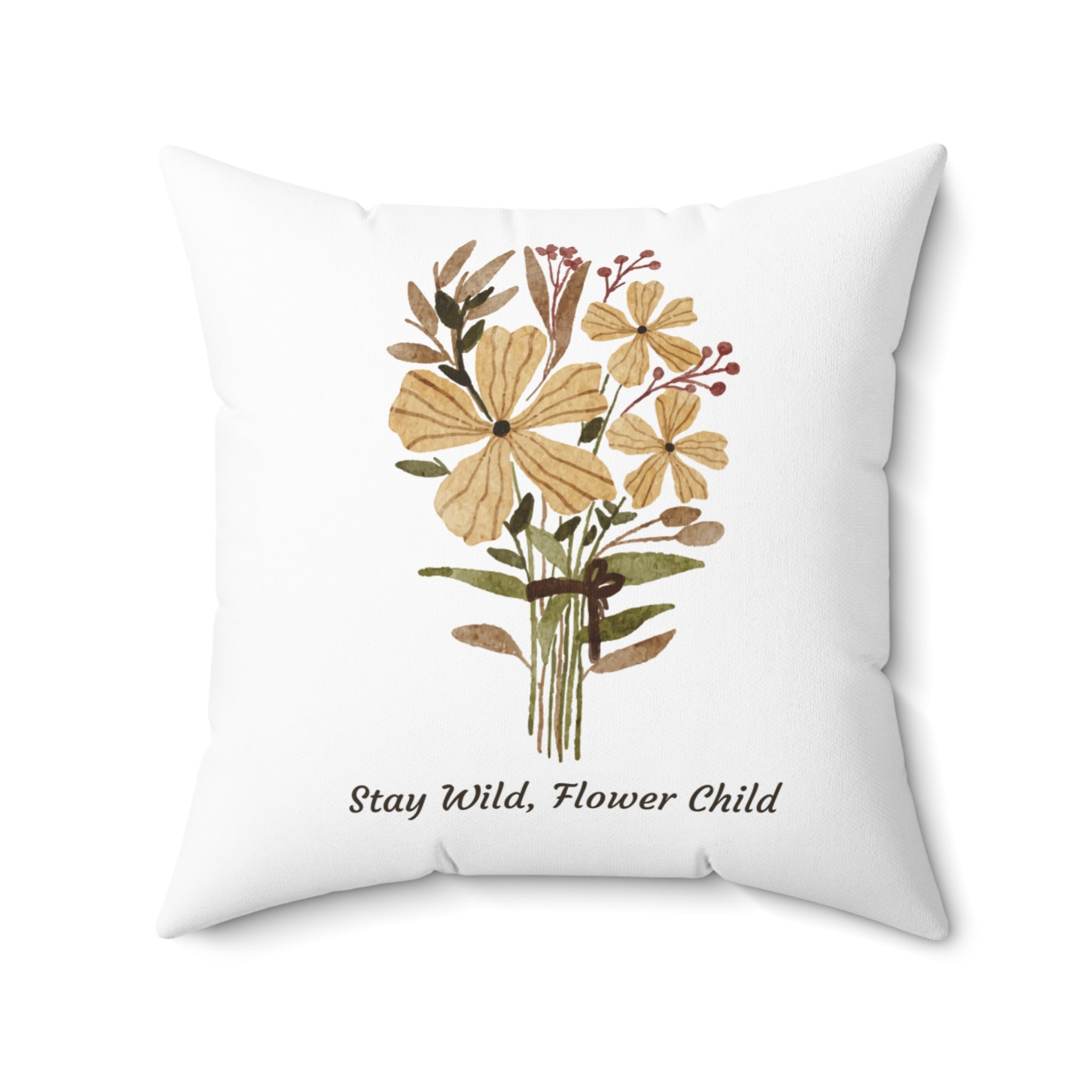 White Organic Print Pillow Covers, Decorative Couch Sofa Accent Pillows, Living Room Spun Polyester Square Pillow