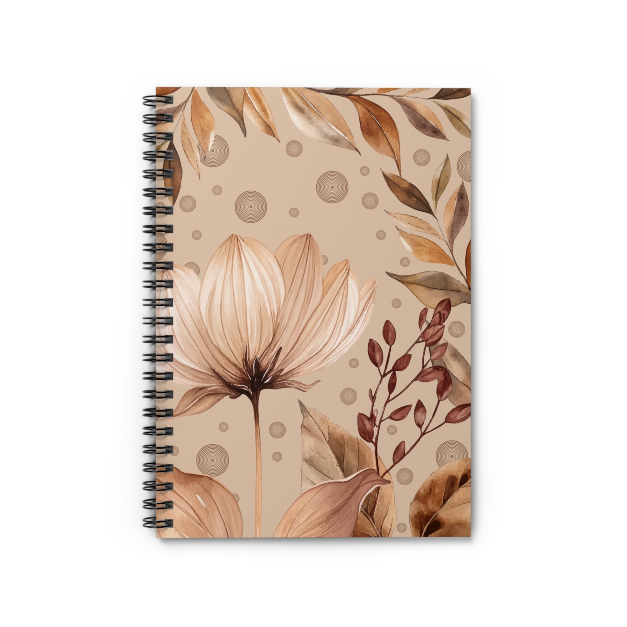 Brown Watercolor Cover Notebook, Spiral Notebook - Ruled Line, Notebook, Office Supplies, School Supplies