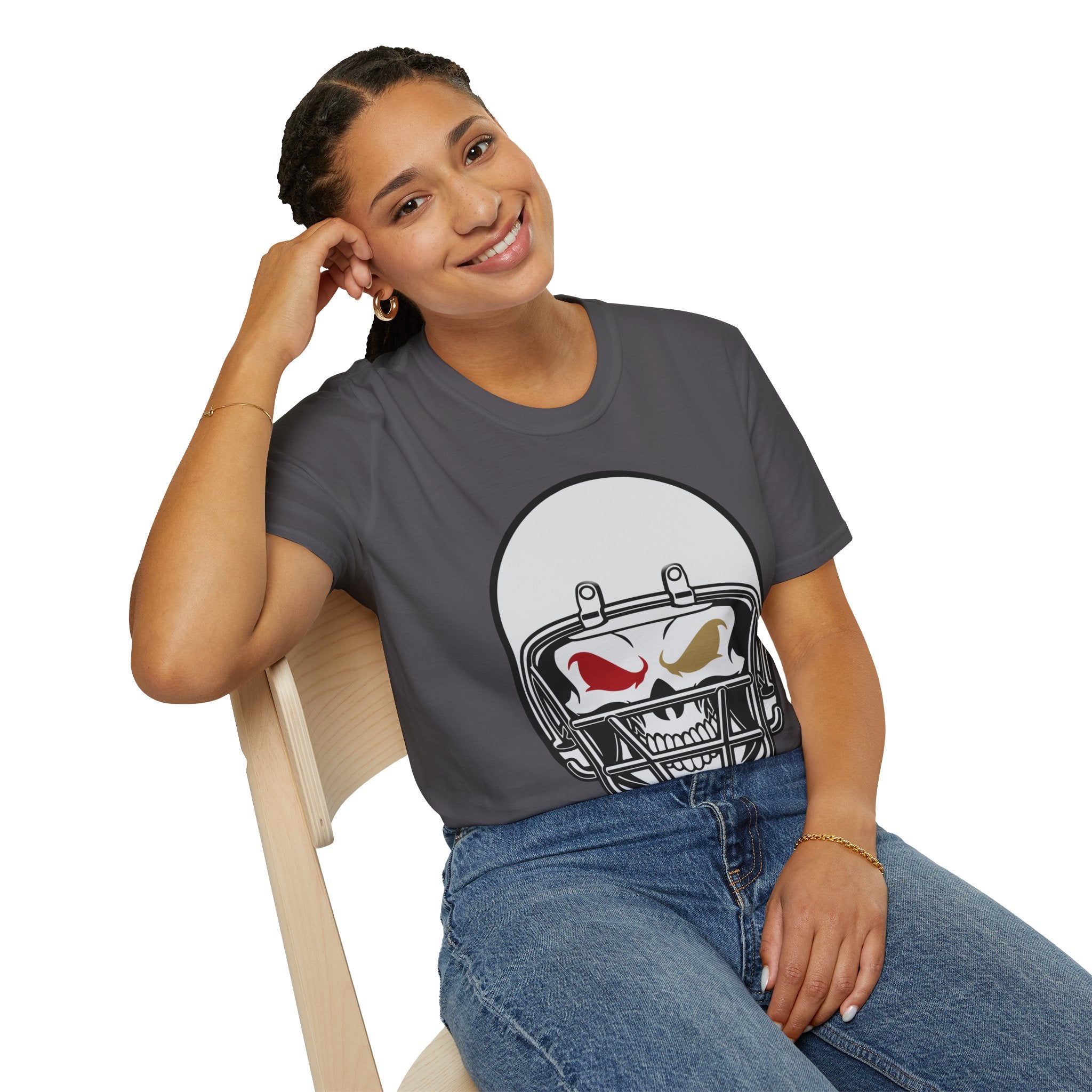 SF Football Skull Helmet T-Shirt - Unique Fan Apparel, Football Team Tee, Game Day Shirt, Sporty Top, Men's Women's Clothing