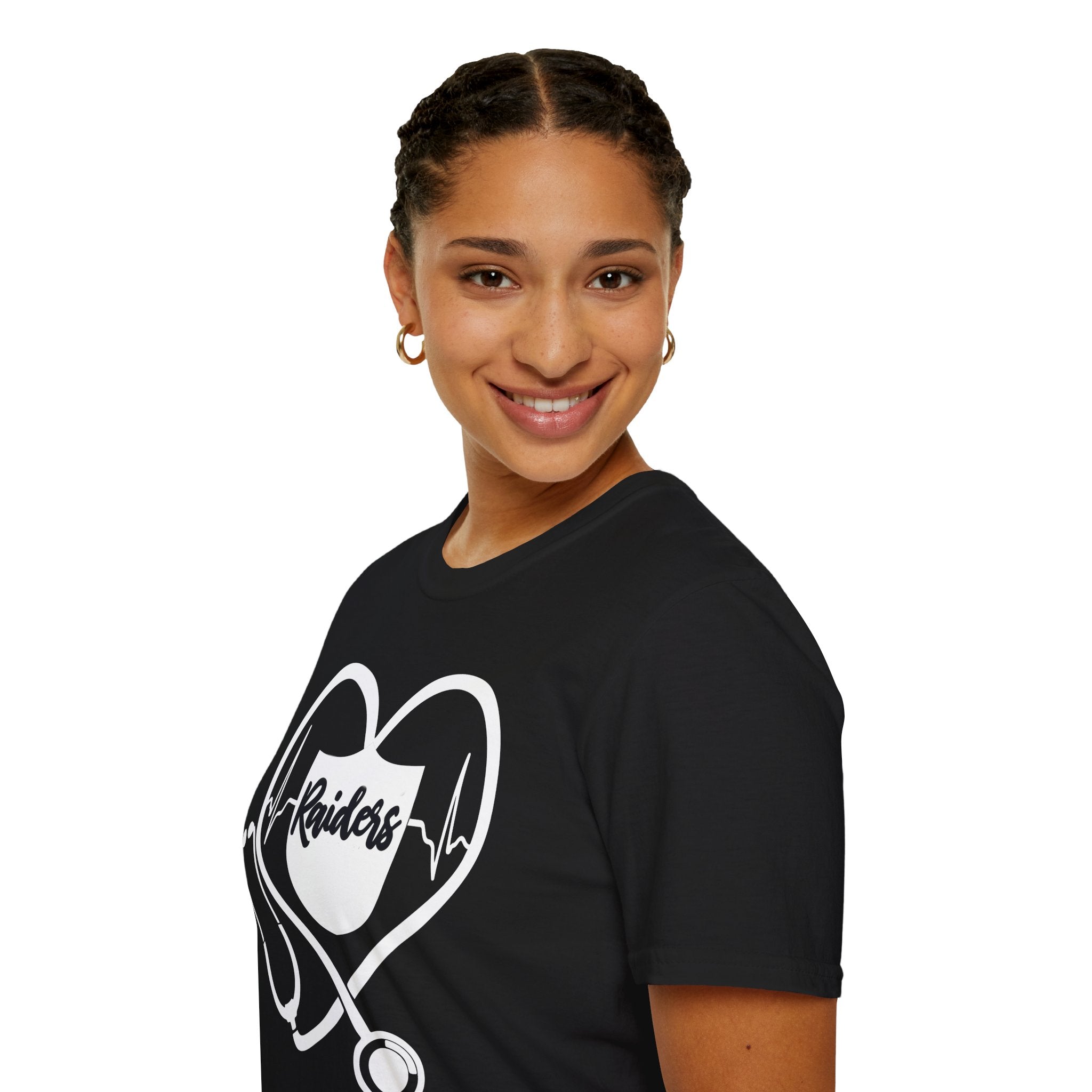 Stethoscope White Raiders Football T-Shirt, Sports Team Shirt, Fan Game Day Clothing, Football Fan Gift, Team Spirit Tee