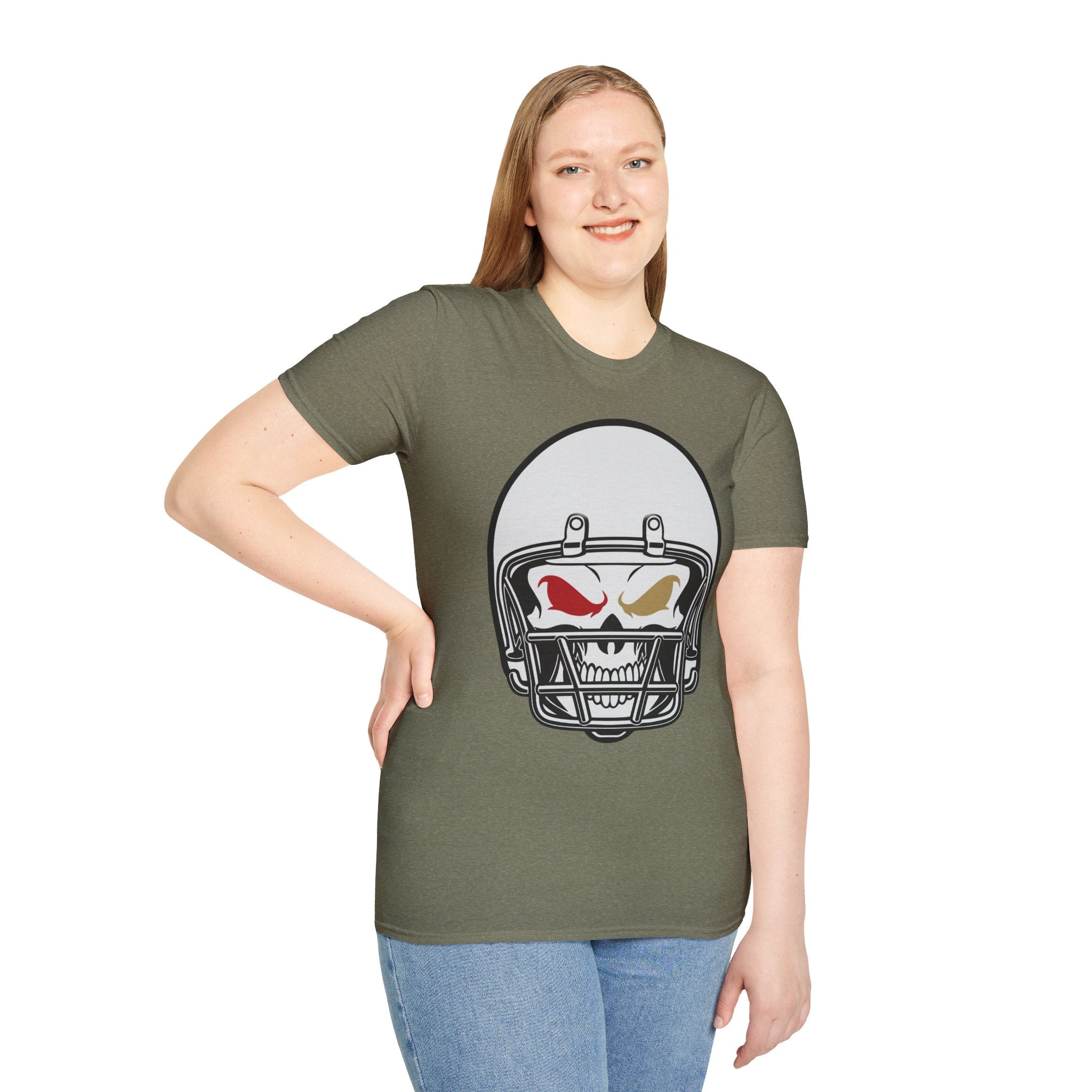SF Football Skull Helmet T-Shirt - Unique Fan Apparel, Football Team Tee, Game Day Shirt, Sporty Top, Men's Women's Clothing