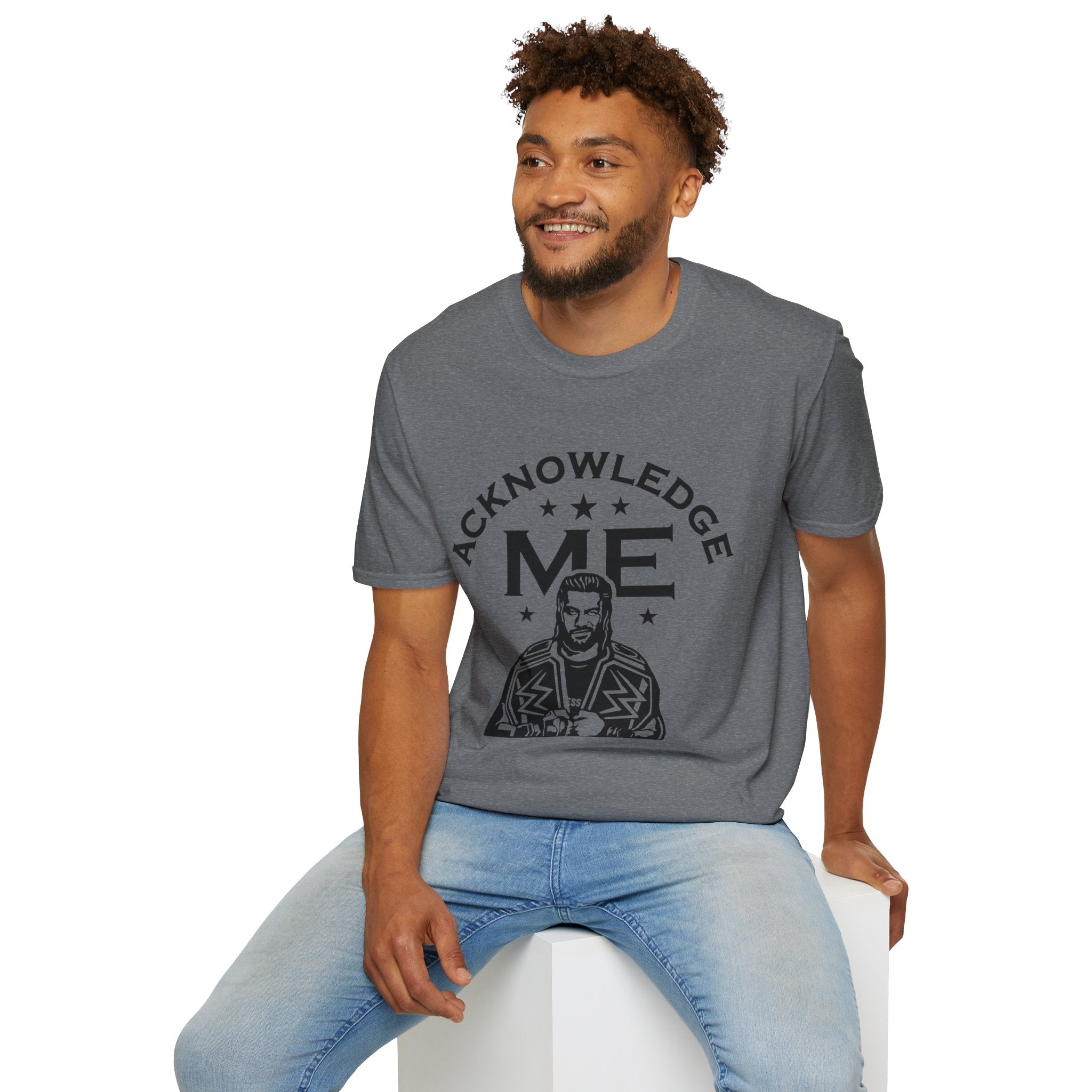 Roman Reigns Unisex Softstyle T-Shirt, Acknowledge Me Wrestling Fan Shirt, Gift, Wrestling Apparel, Roman Reigns Fan Tee
