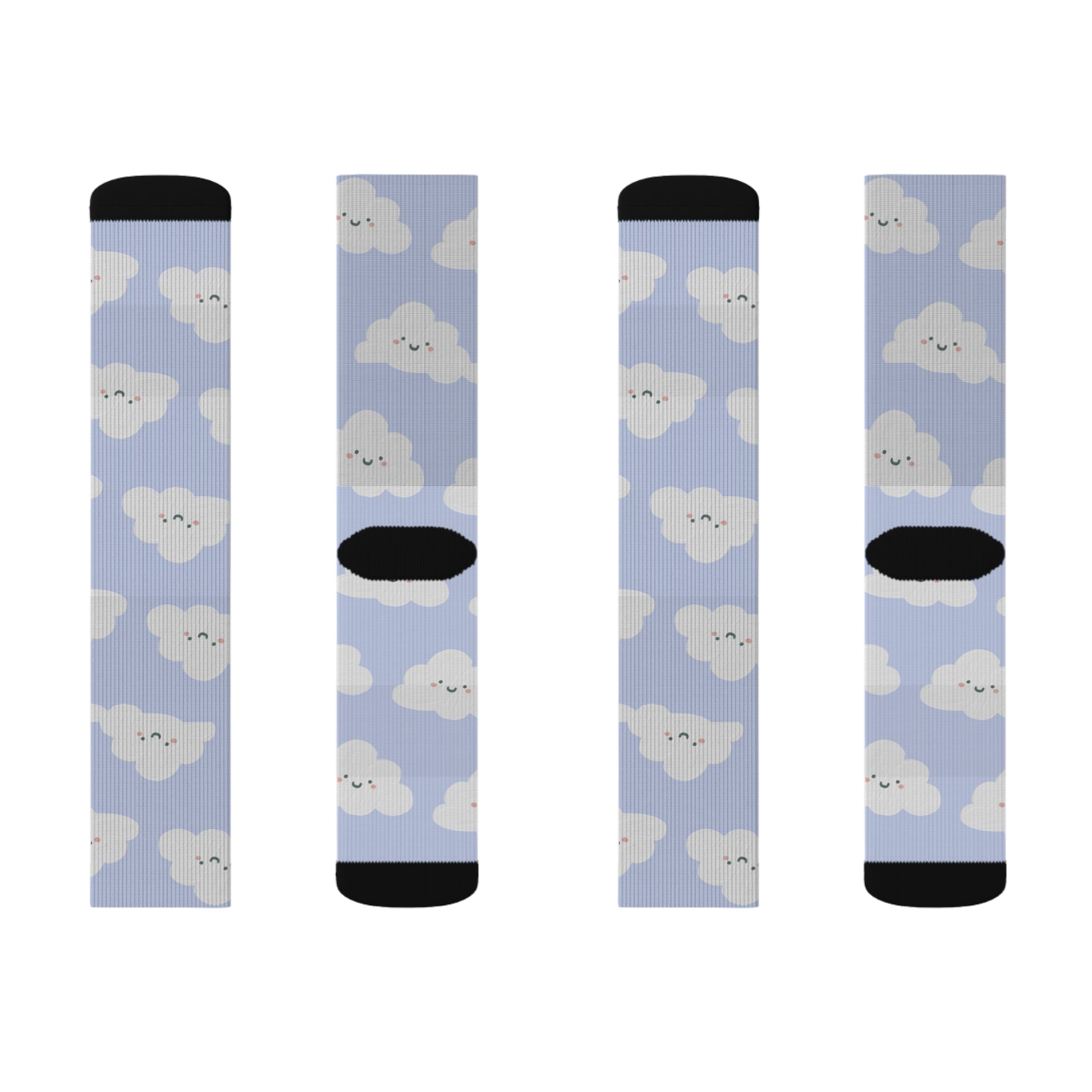 Blue and White Clouds Cute Simple Socks Warm Crew Socks Socks for everyday wear