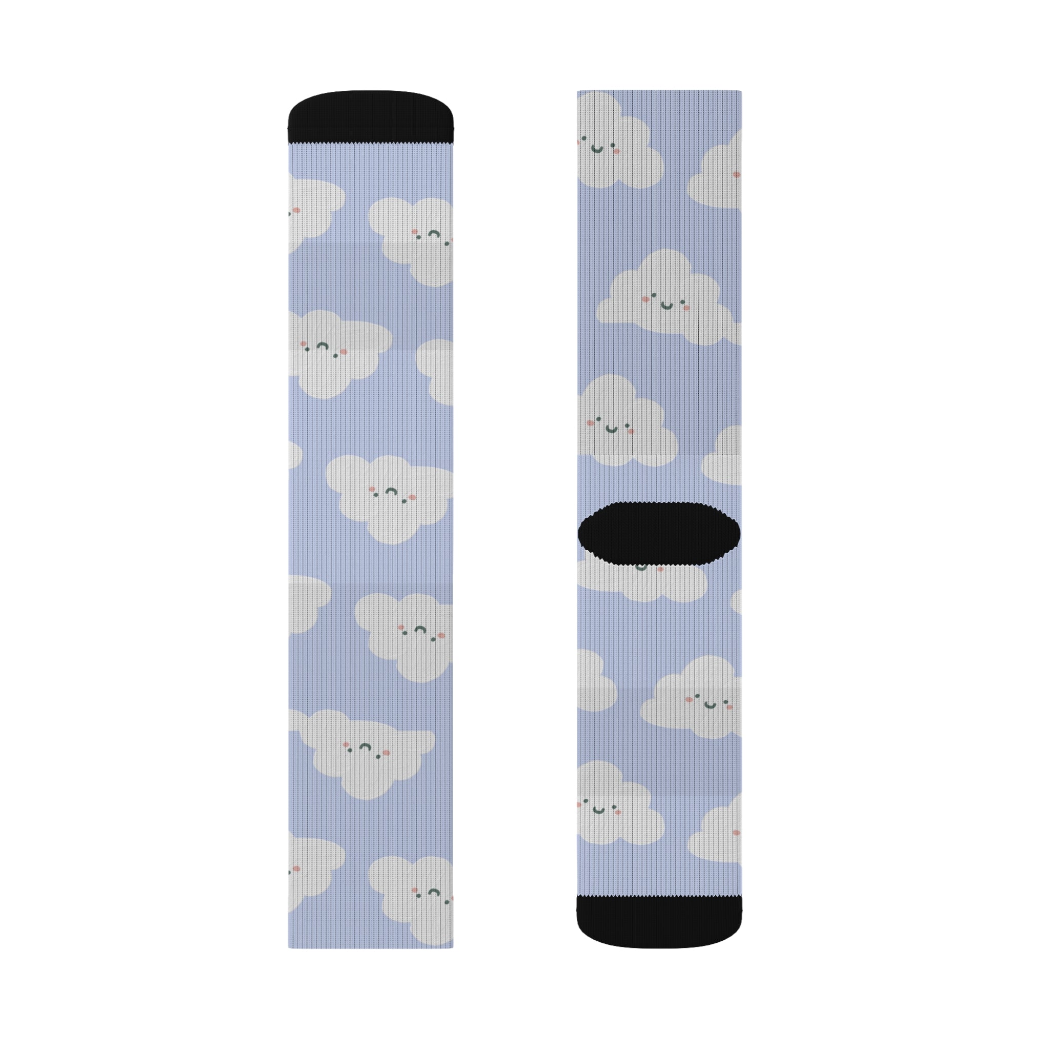 Blue and White Clouds Cute Simple Socks Warm Crew Socks Socks for everyday wear