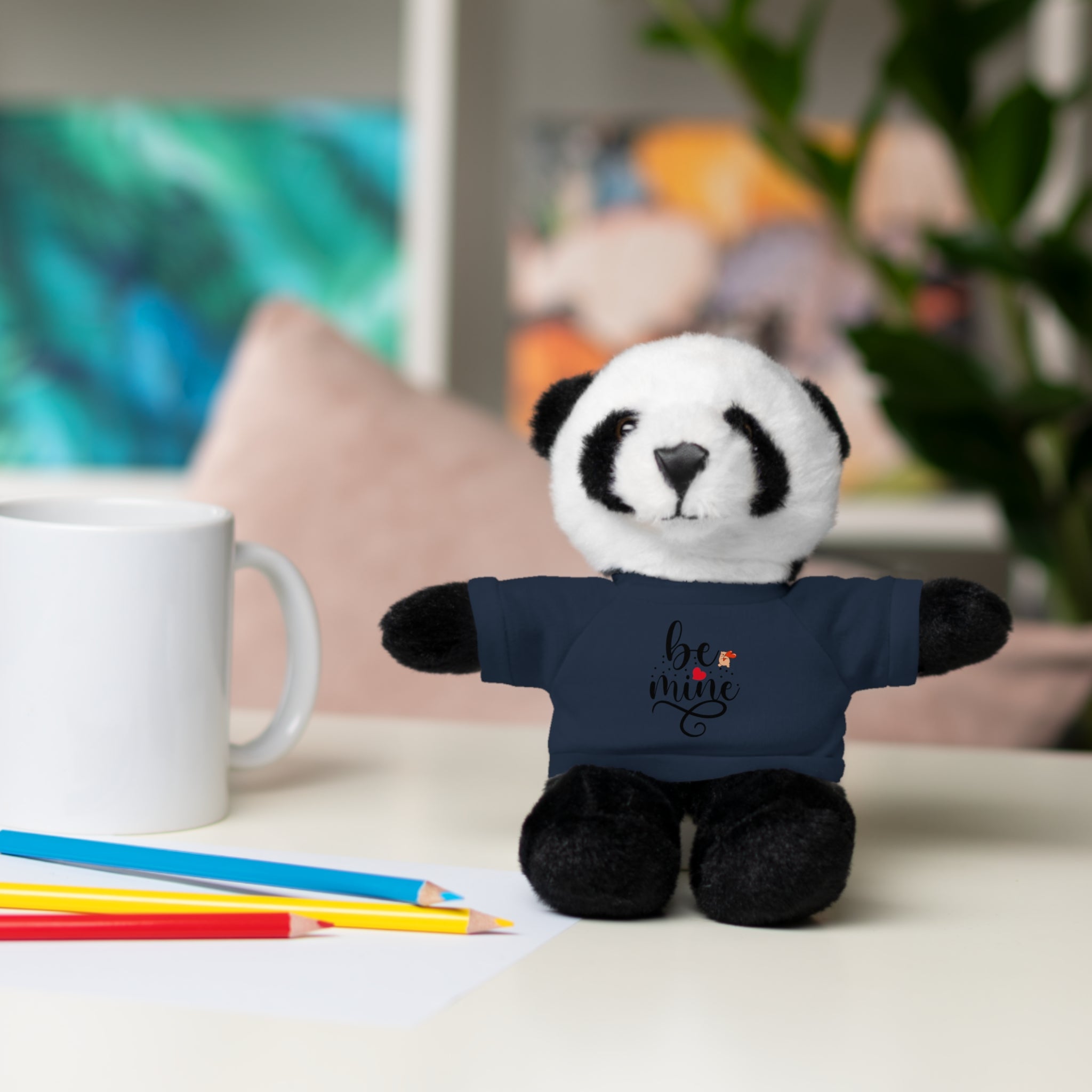 Lovely Panda Plushy, Be Mine, Stuffed Animals Shirt Printed, Suitable for Soft Valentine's Day Gift for Her, Him