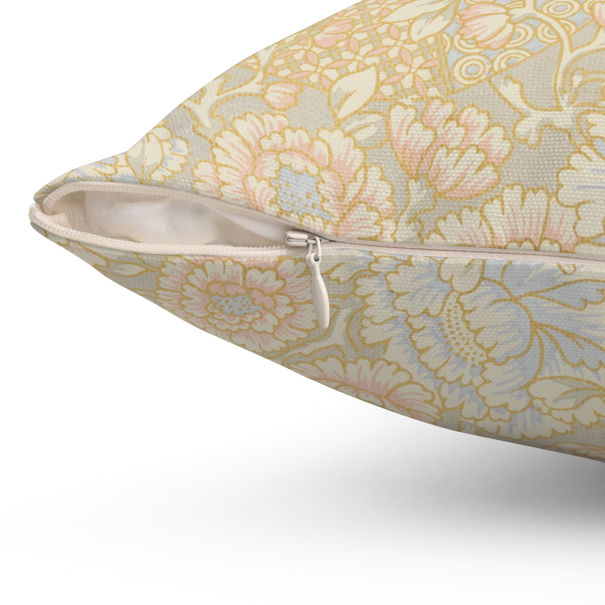 Floral Gold Elegant Vintage Pattern Print Pillow Covers, Decorative Couch Sofa Accent Pillows, Living Room Spun Polyester Square Pillow