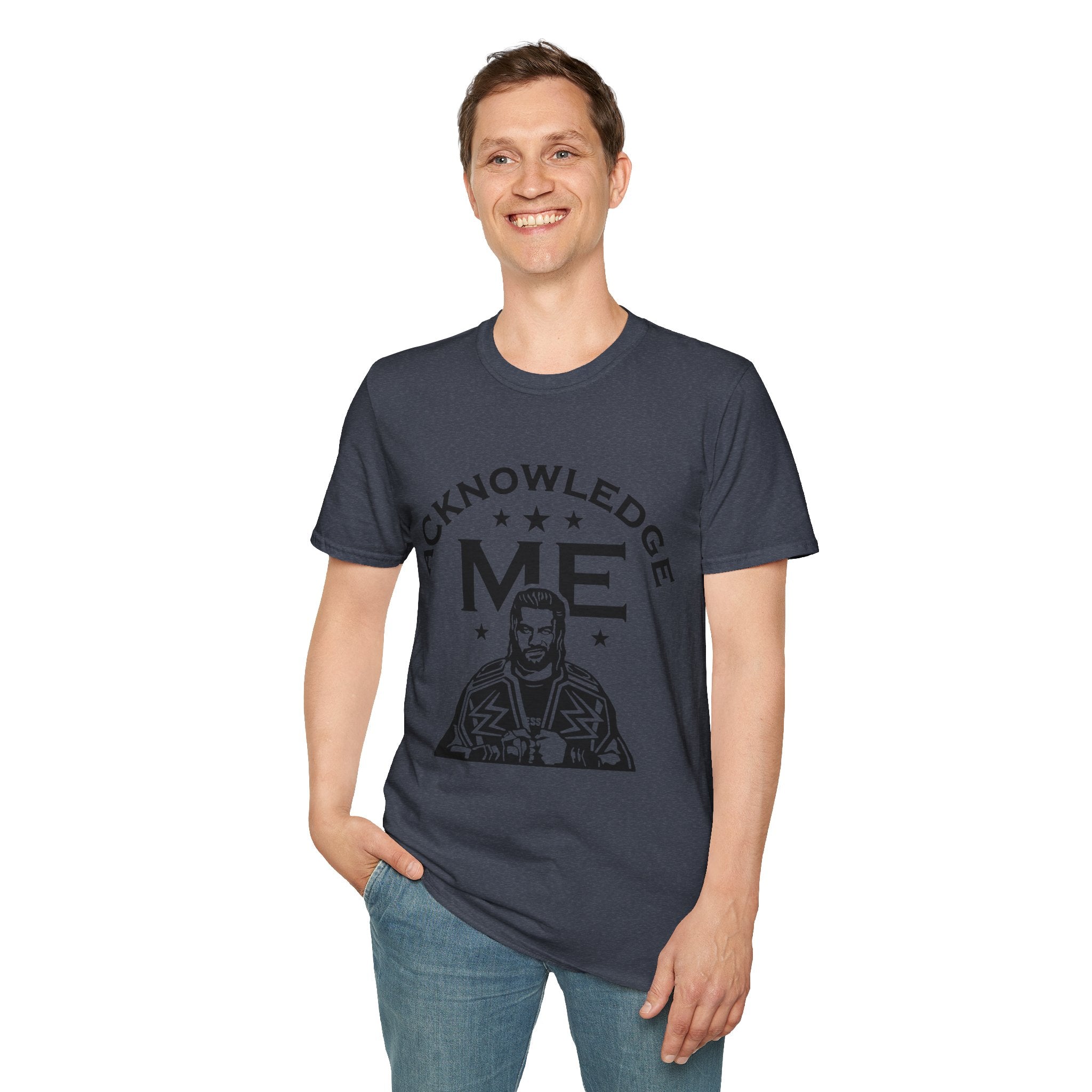 Roman Reigns Unisex Softstyle T-Shirt, Acknowledge Me Wrestling Fan Shirt, Gift, Wrestling Apparel, Roman Reigns Fan Tee
