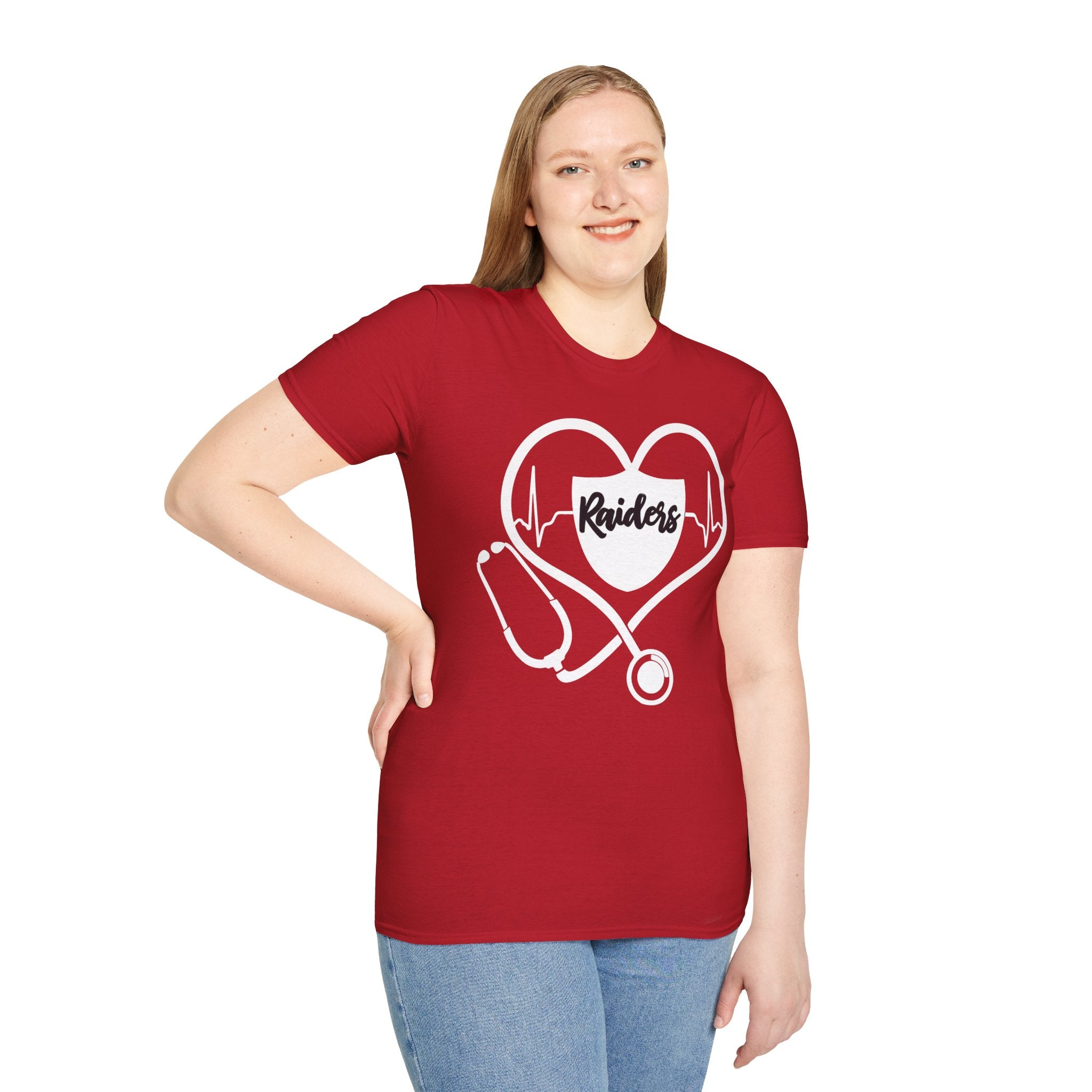 Stethoscope White Raiders Football T-Shirt, Sports Team Shirt, Fan Game Day Clothing, Football Fan Gift, Team Spirit Tee
