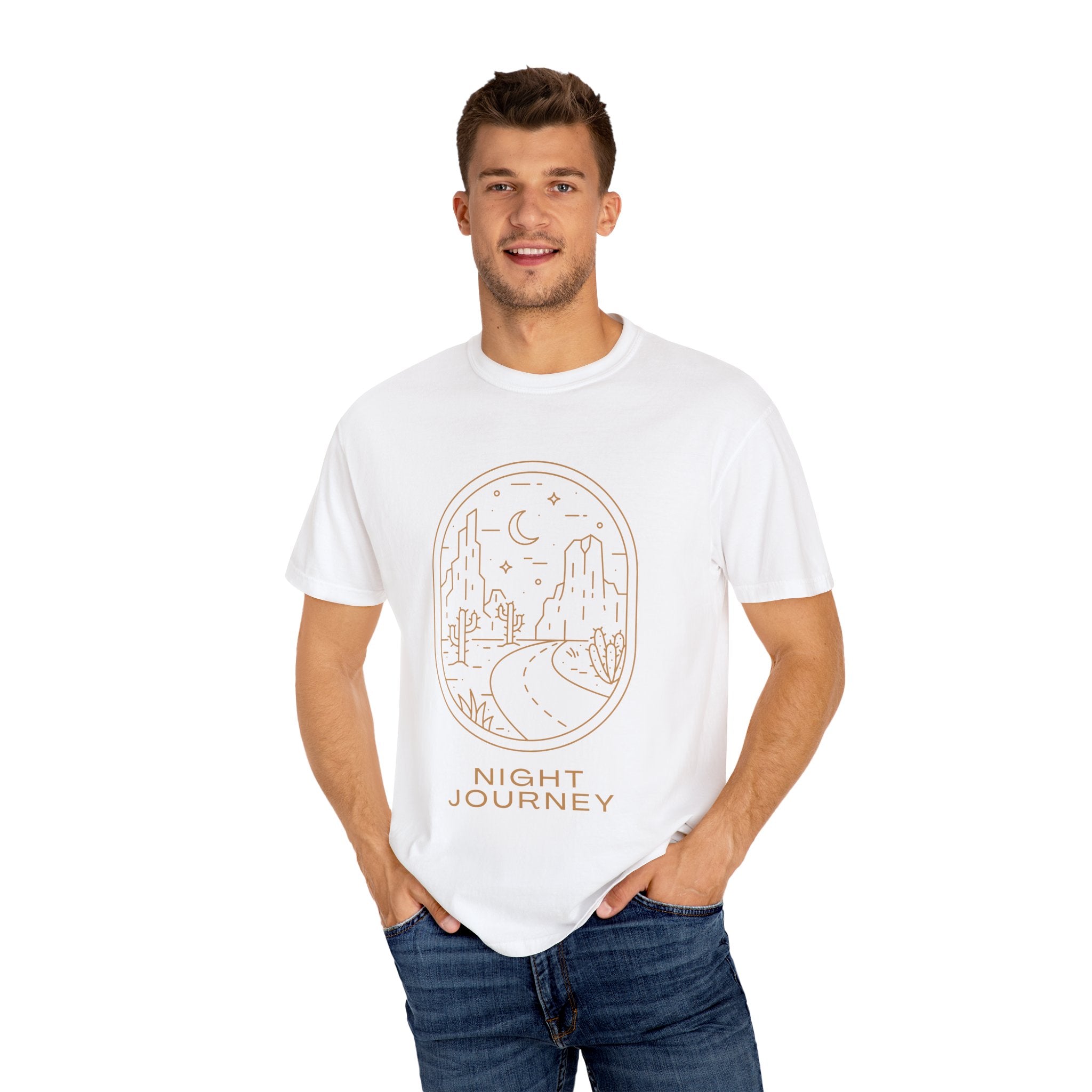 Night Journey, Graphic Design Unisex T-shirt, Casual Cotton Outwear, Gift for Him- Gift for Her, Stylish Tee, Cool Shirt, Trendy Apparel, Comfortable Top,