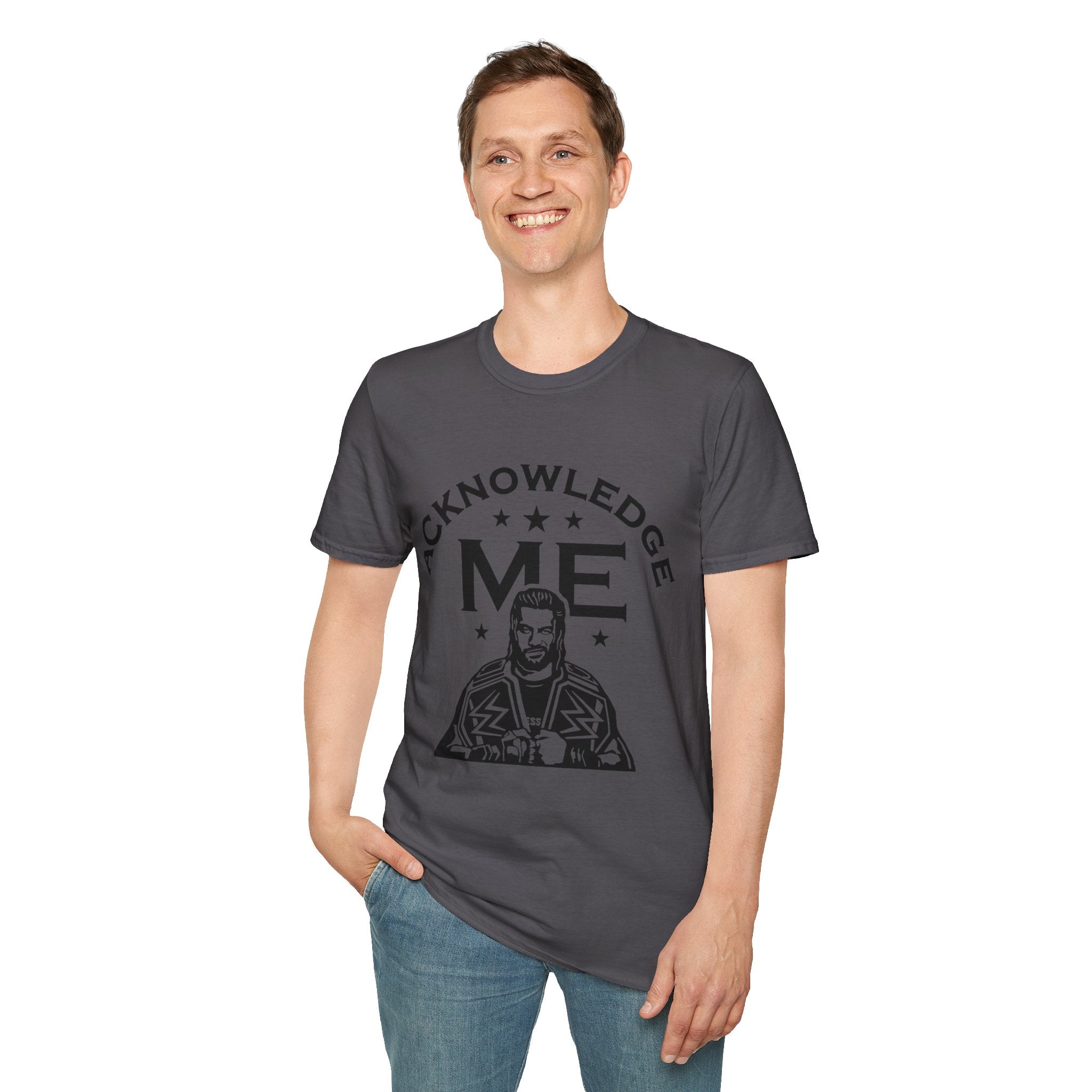 Roman Reigns Unisex Softstyle T-Shirt, Acknowledge Me Wrestling Fan Shirt, Gift, Wrestling Apparel, Roman Reigns Fan Tee