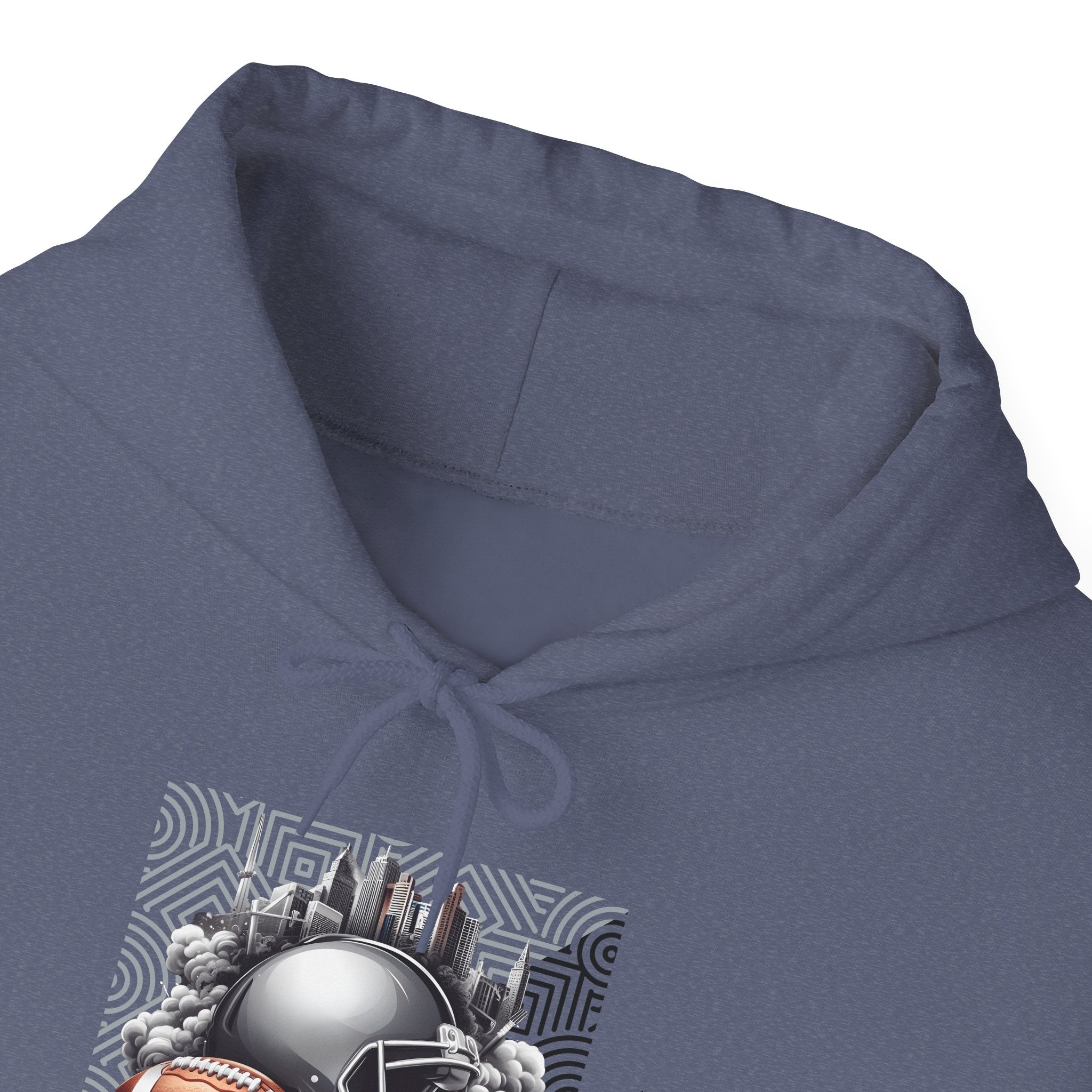 Gray Football and Helmet Shield Raiders Hoodie - Bold and Dominant, Ultimate Game-Day Gear, Raiders Football Hoodie Unisex