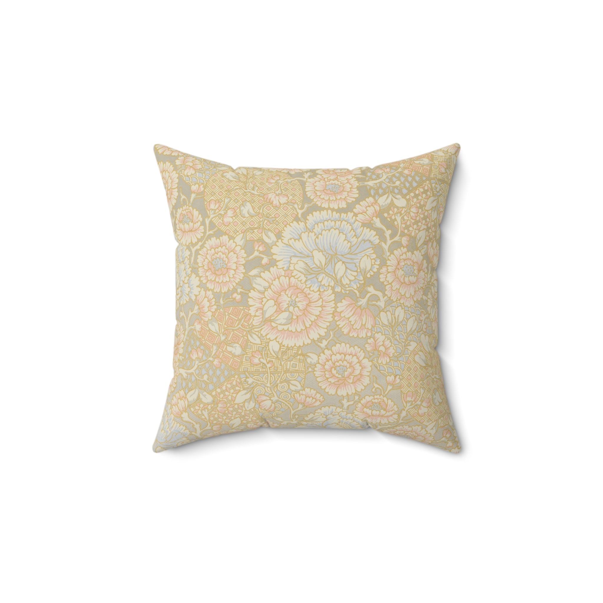 Floral Gold Elegant Vintage Pattern Print Pillow Covers, Decorative Couch Sofa Accent Pillows, Living Room Spun Polyester Square Pillow