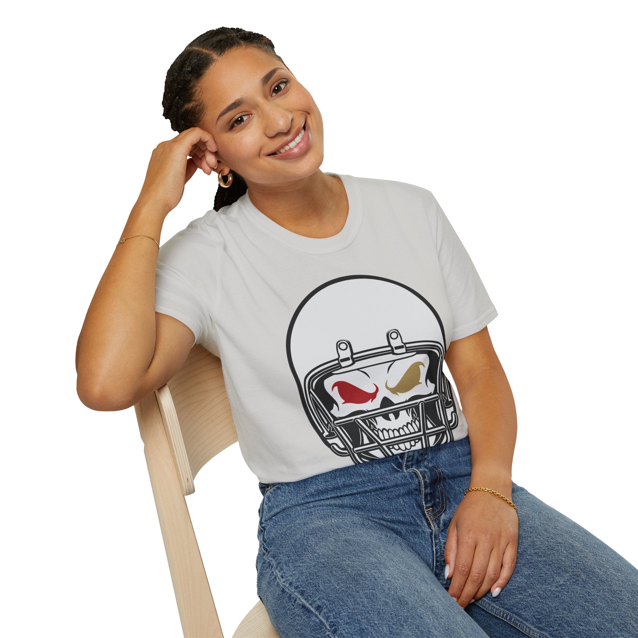 SF Football Skull Helmet T-Shirt - Unique Fan Apparel, Football Team Tee, Game Day Shirt, Sporty Top, Men's Women's Clothing