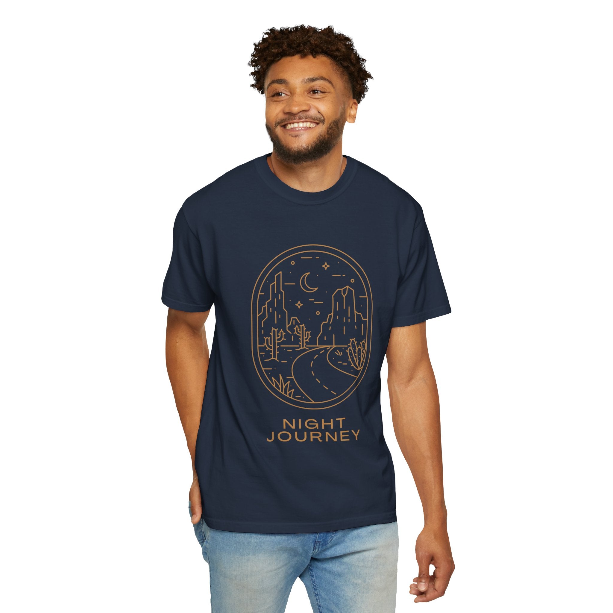 Night Journey, Graphic Design Unisex T-shirt, Casual Cotton Outwear, Gift for Him- Gift for Her, Stylish Tee, Cool Shirt, Trendy Apparel, Comfortable Top,