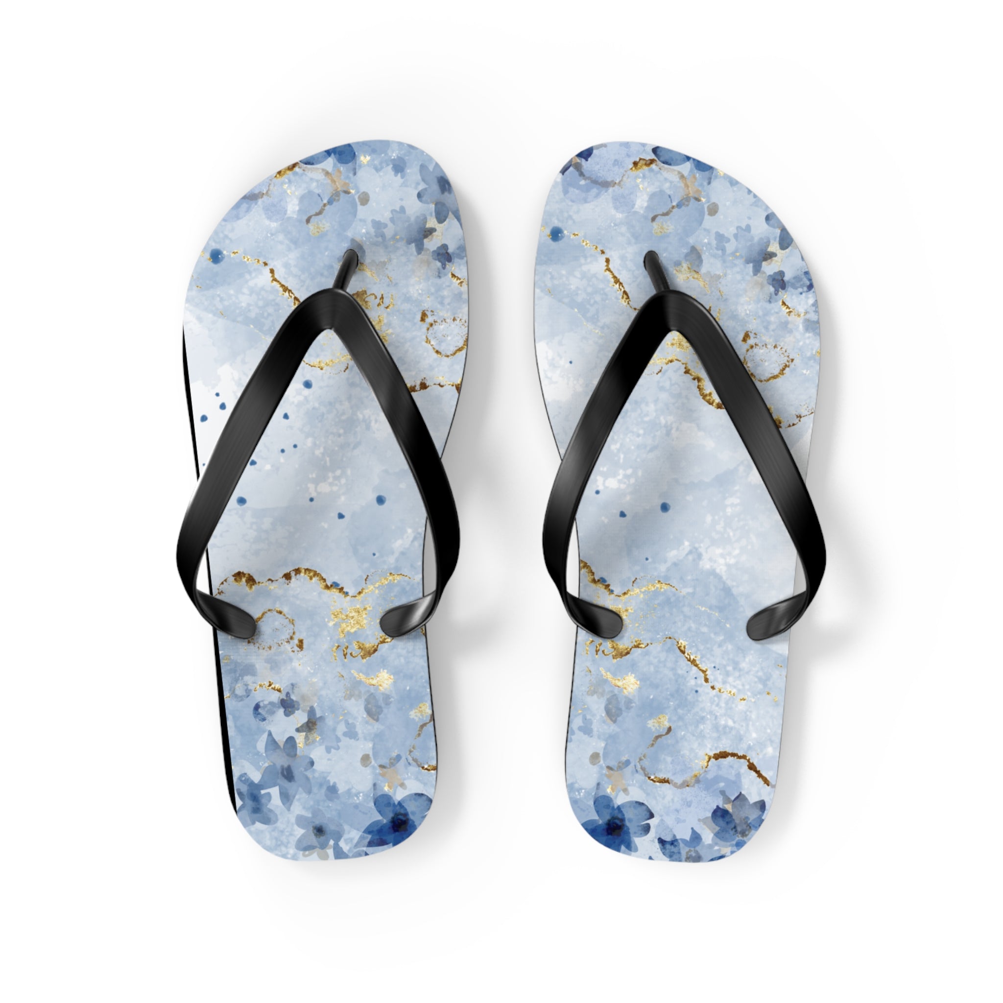 Blue And Gold Design, Flip Flops for Women, Cute Designs, Everyday Use, Indoor Sleepers