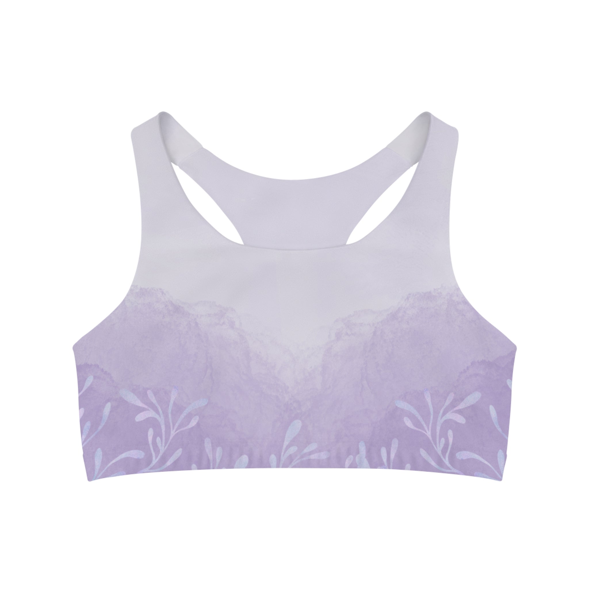 Purple Pastel Dreamy Seamless, Racerback Sports Bra for Women - High Impact Workout Crop Tank Top
