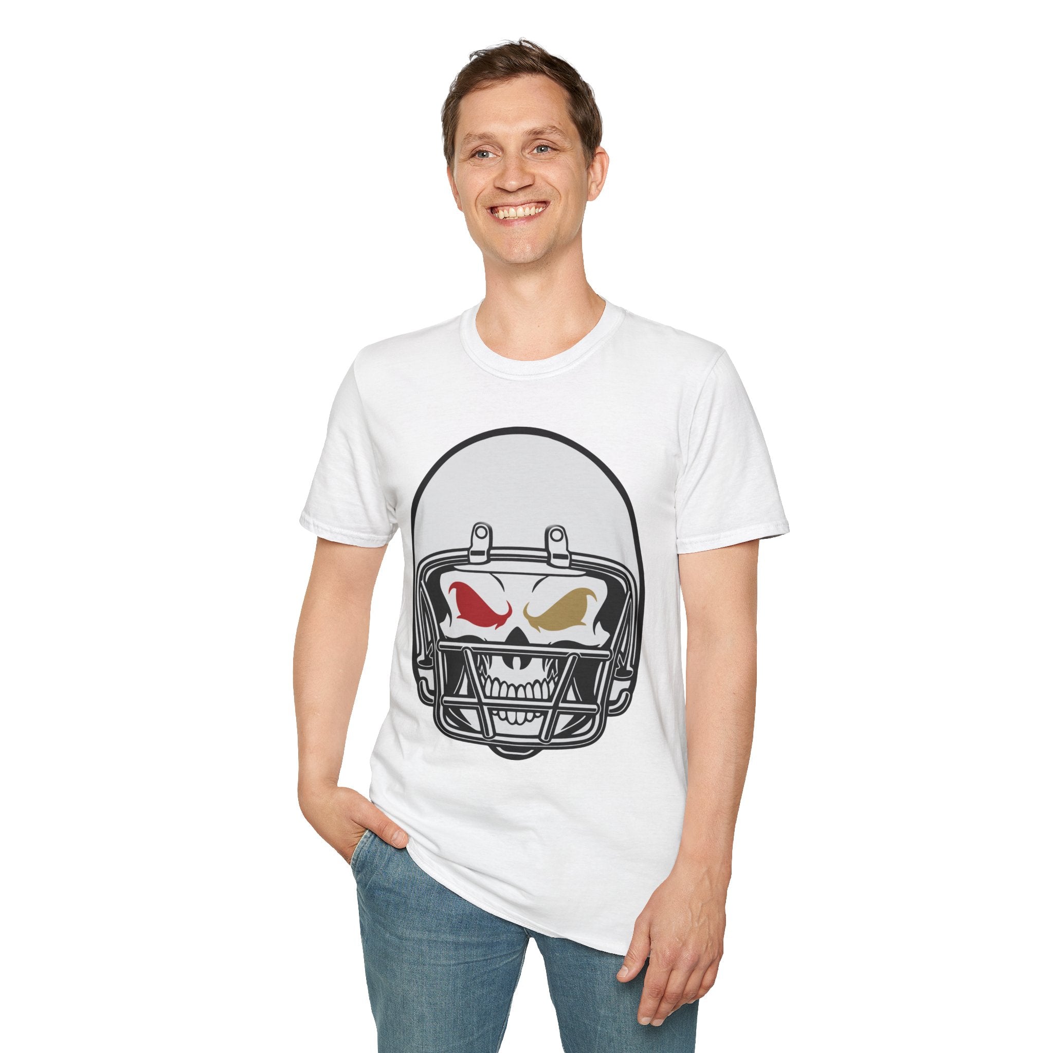 SF Football Skull Helmet T-Shirt - Unique Fan Apparel, Football Team Tee, Game Day Shirt, Sporty Top, Men's Women's Clothing