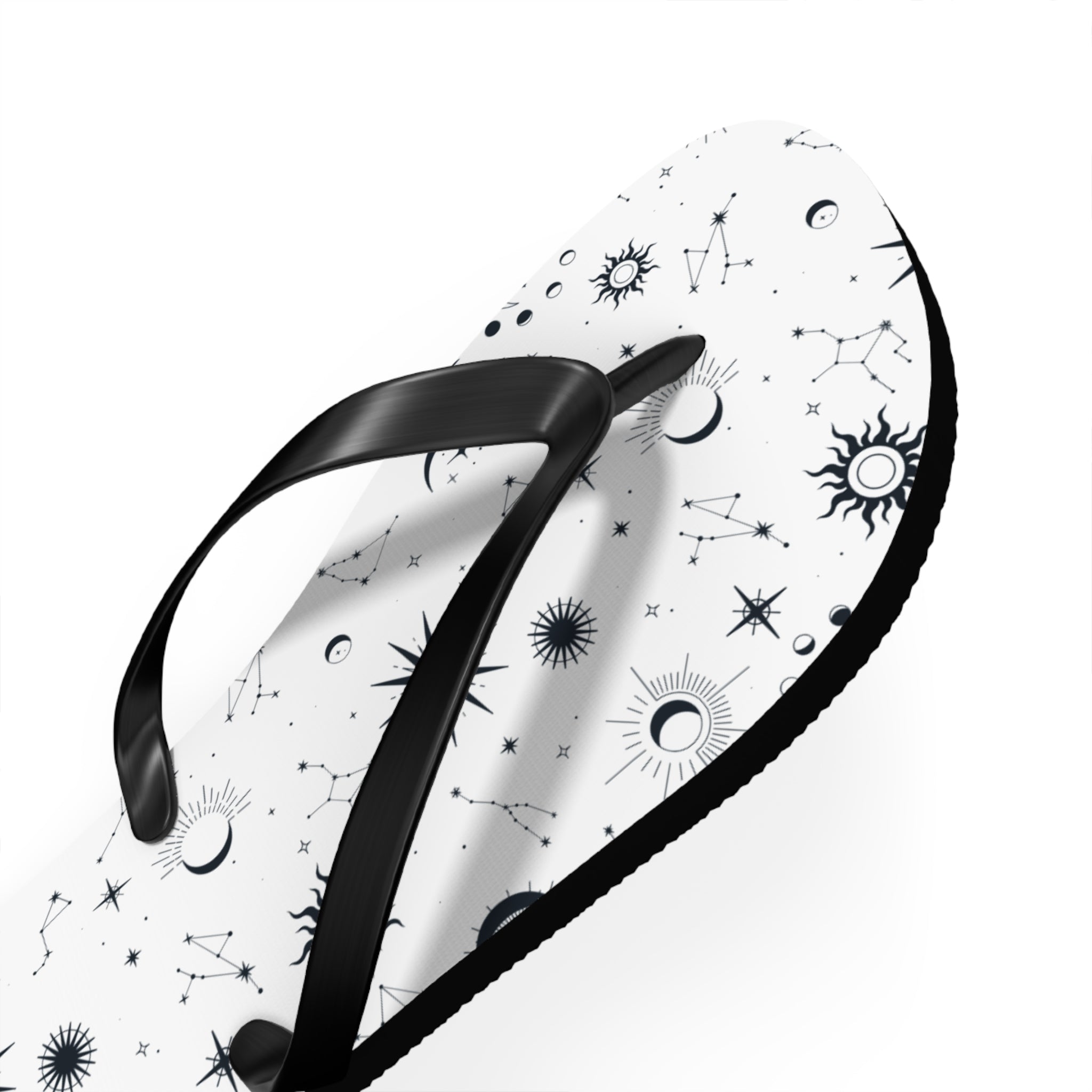 Black And White Celestial , Flip Flops for Women, Cute Designs, Everyday Use, Indoor Sleepers