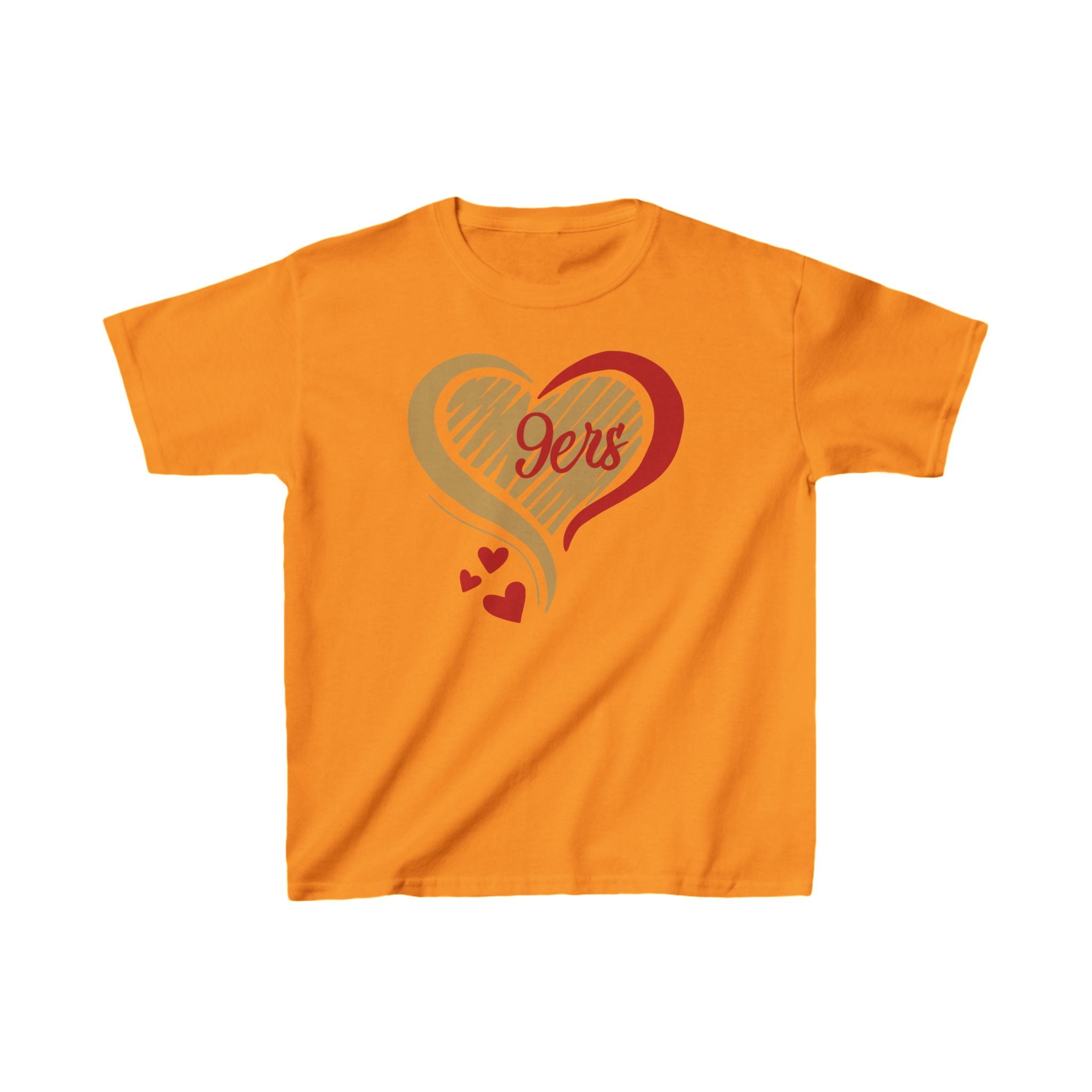 Cute Heart Red Gold SF Shirt, Youth Football Team Top, Boys Girls Sports Tee, San Francisco Tee, Gift Shirt, Unisex Shirt