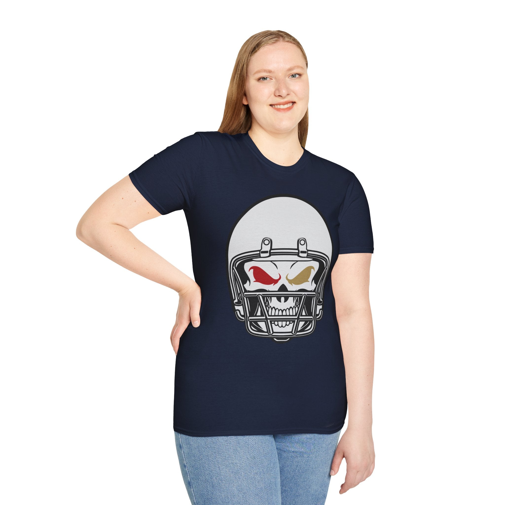 SF Football Skull Helmet T-Shirt - Unique Fan Apparel, Football Team Tee, Game Day Shirt, Sporty Top, Men's Women's Clothing