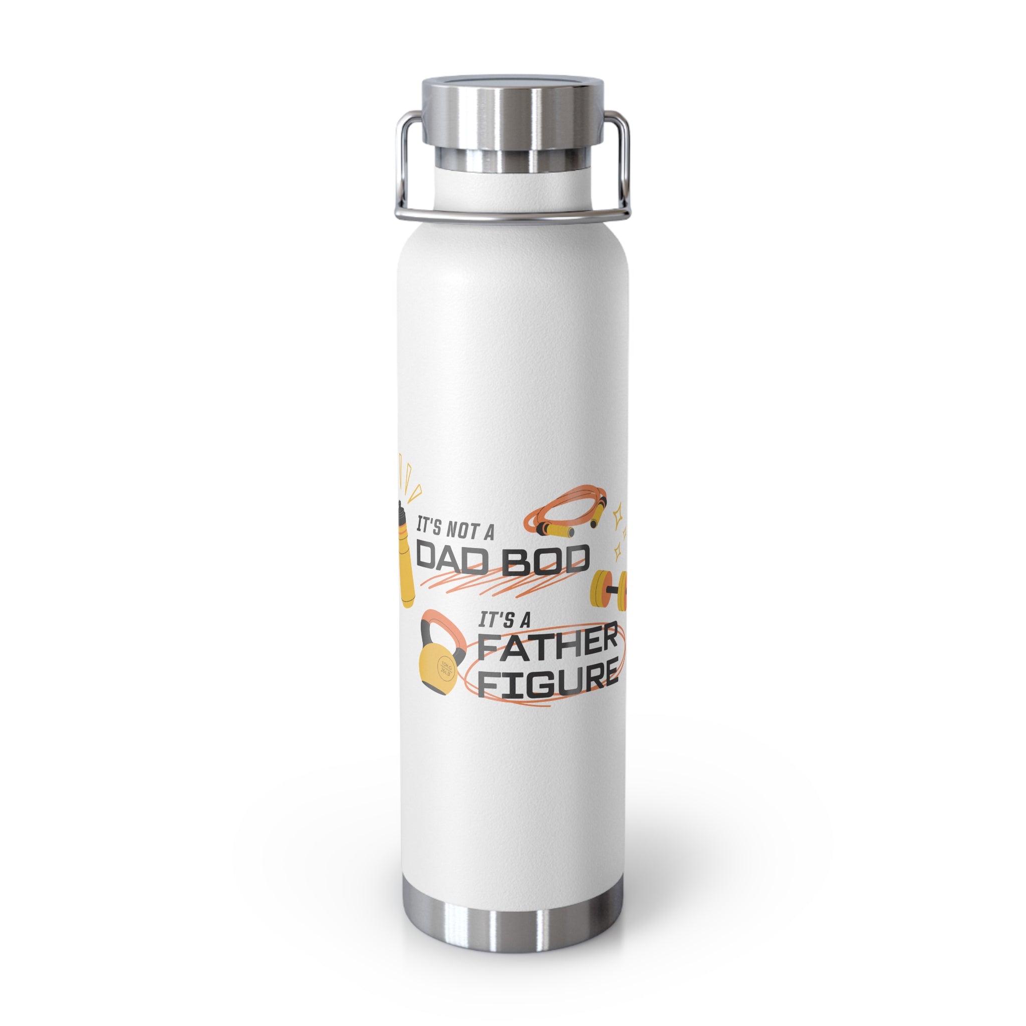 " I'ts Not Dad Bod, It's A Father Figure" Copper Water Bottle, Inspirational Quote, Gift Tumbler, 22oz, Motivational Drinkware, Stainless Steel Thermos