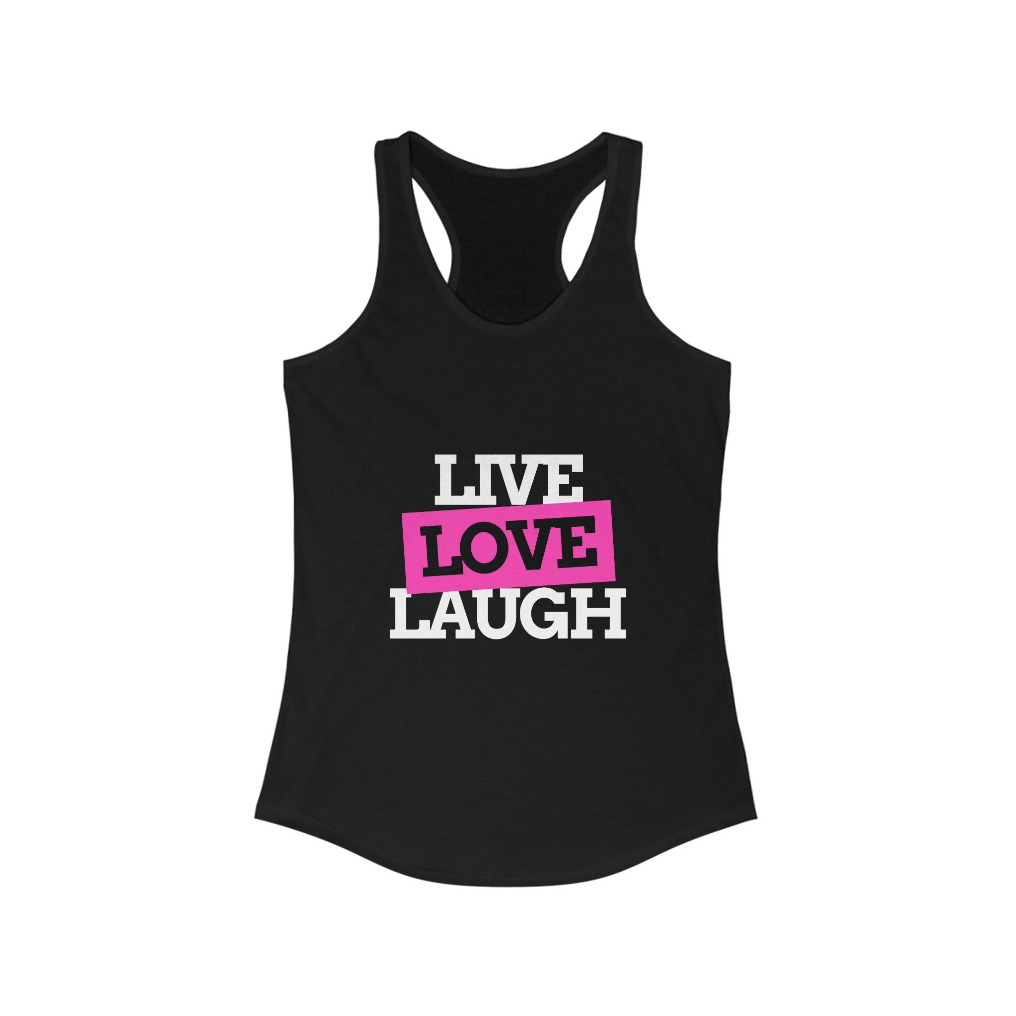 Workout Tank Tops for Women - Gym Exercise Athletic - Yoga Tops Racerback Sports Shirts - LIVE, LOVE, LAUGH - Shirt Print