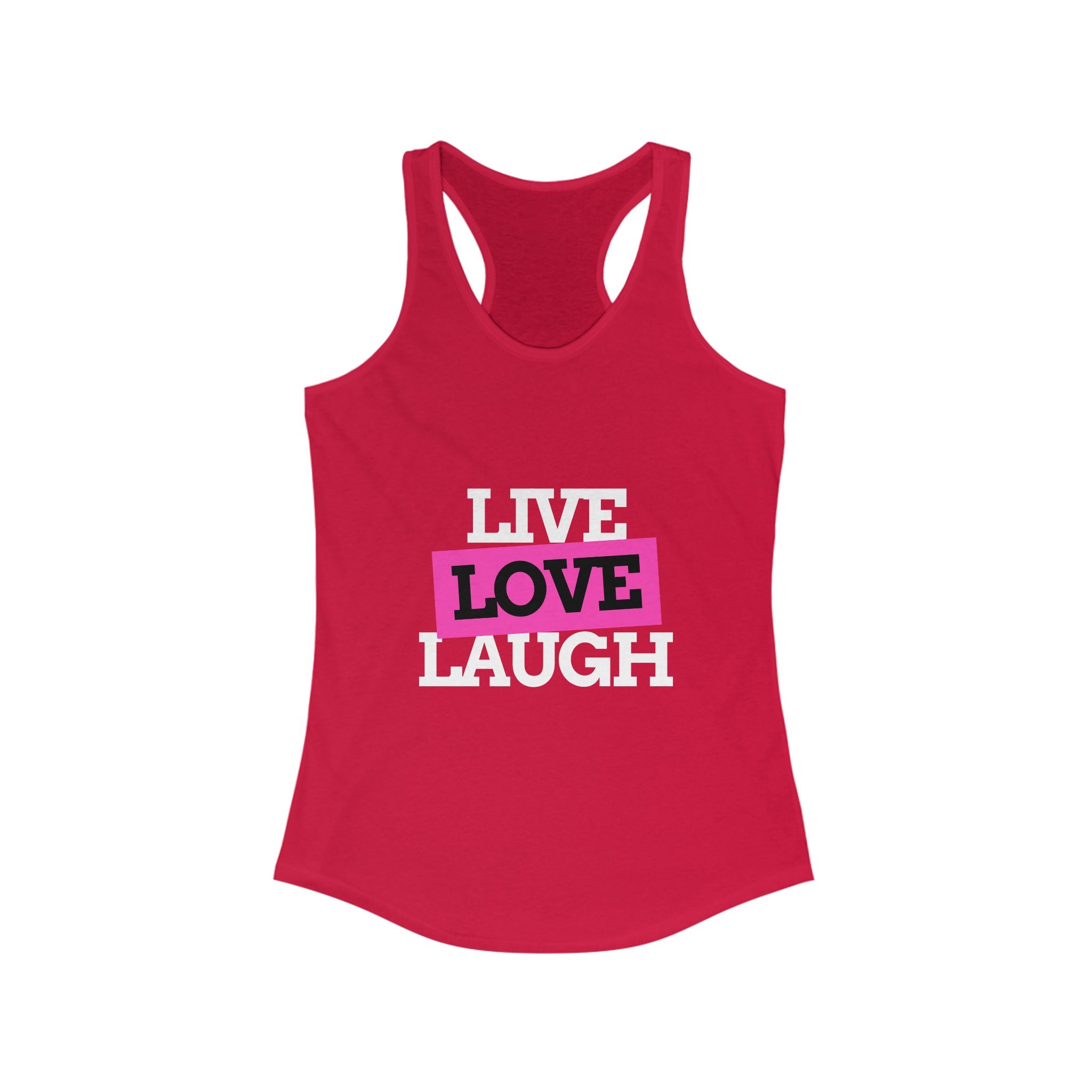 Workout Tank Tops for Women - Gym Exercise Athletic - Yoga Tops Racerback Sports Shirts - LIVE, LOVE, LAUGH - Shirt Print