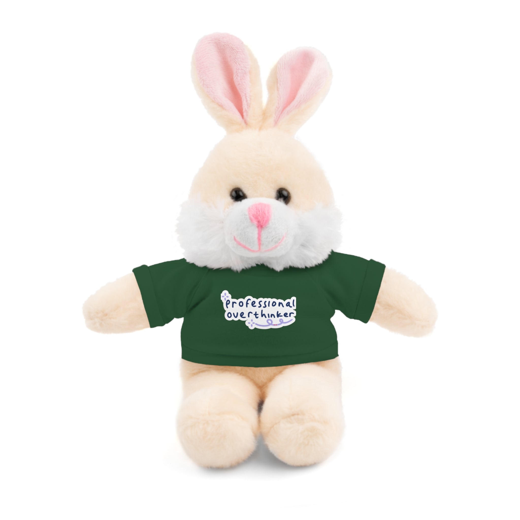 Bunny Plushy, Funny Professional Overthinker, Stuffed Animals Shirt Printed, Suitable for Soft Valentine's Day Gift