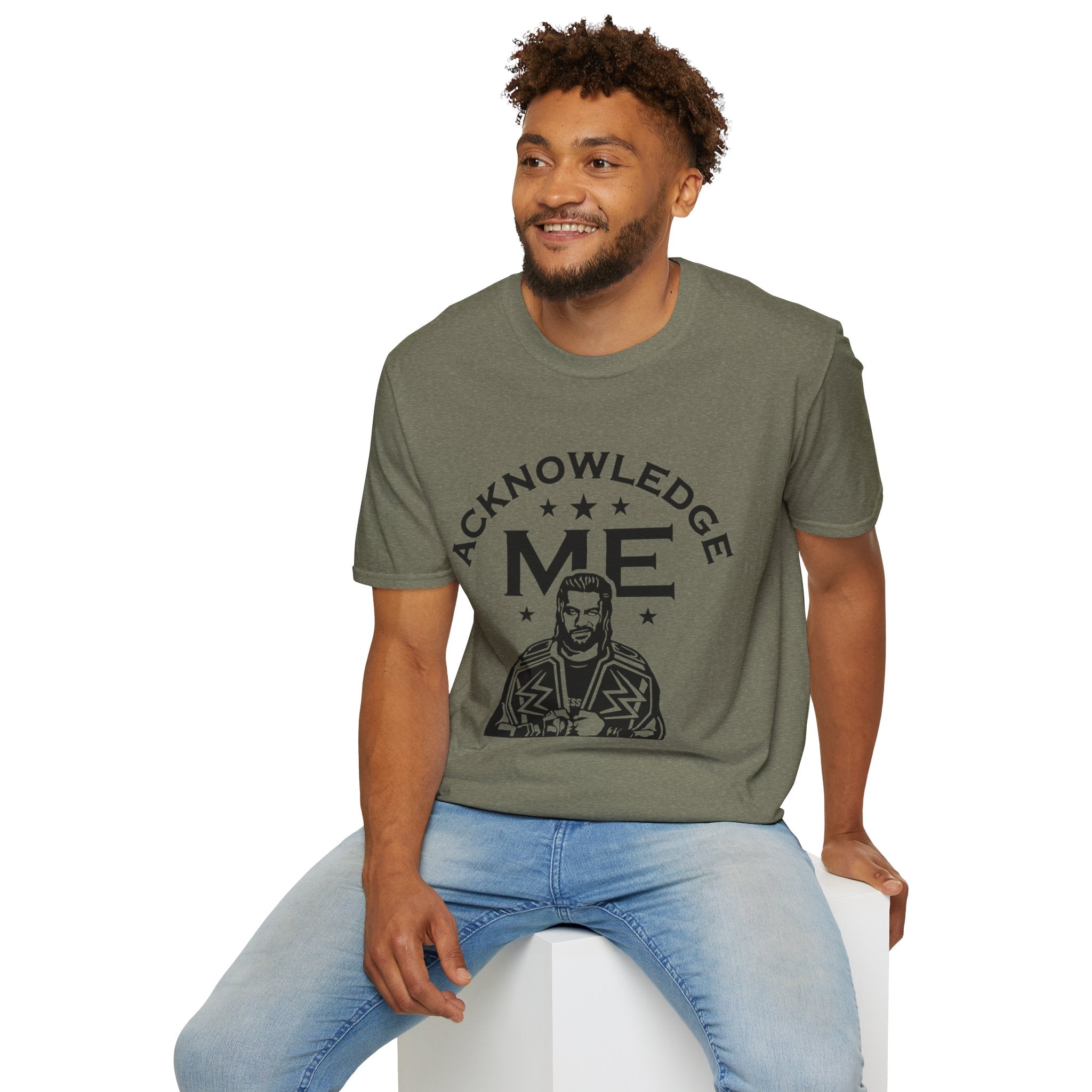 Roman Reigns Unisex Softstyle T-Shirt, Acknowledge Me Wrestling Fan Shirt, Gift, Wrestling Apparel, Roman Reigns Fan Tee