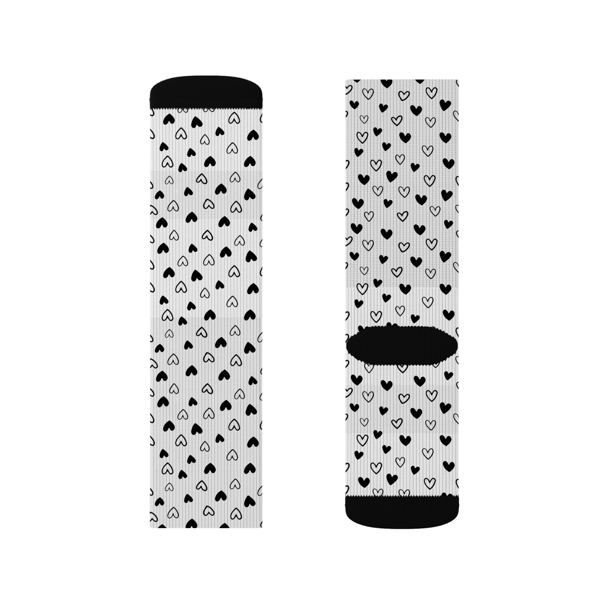 Heart Black White Minimalist Socks Warm Crew Socks Socks for everyday wear