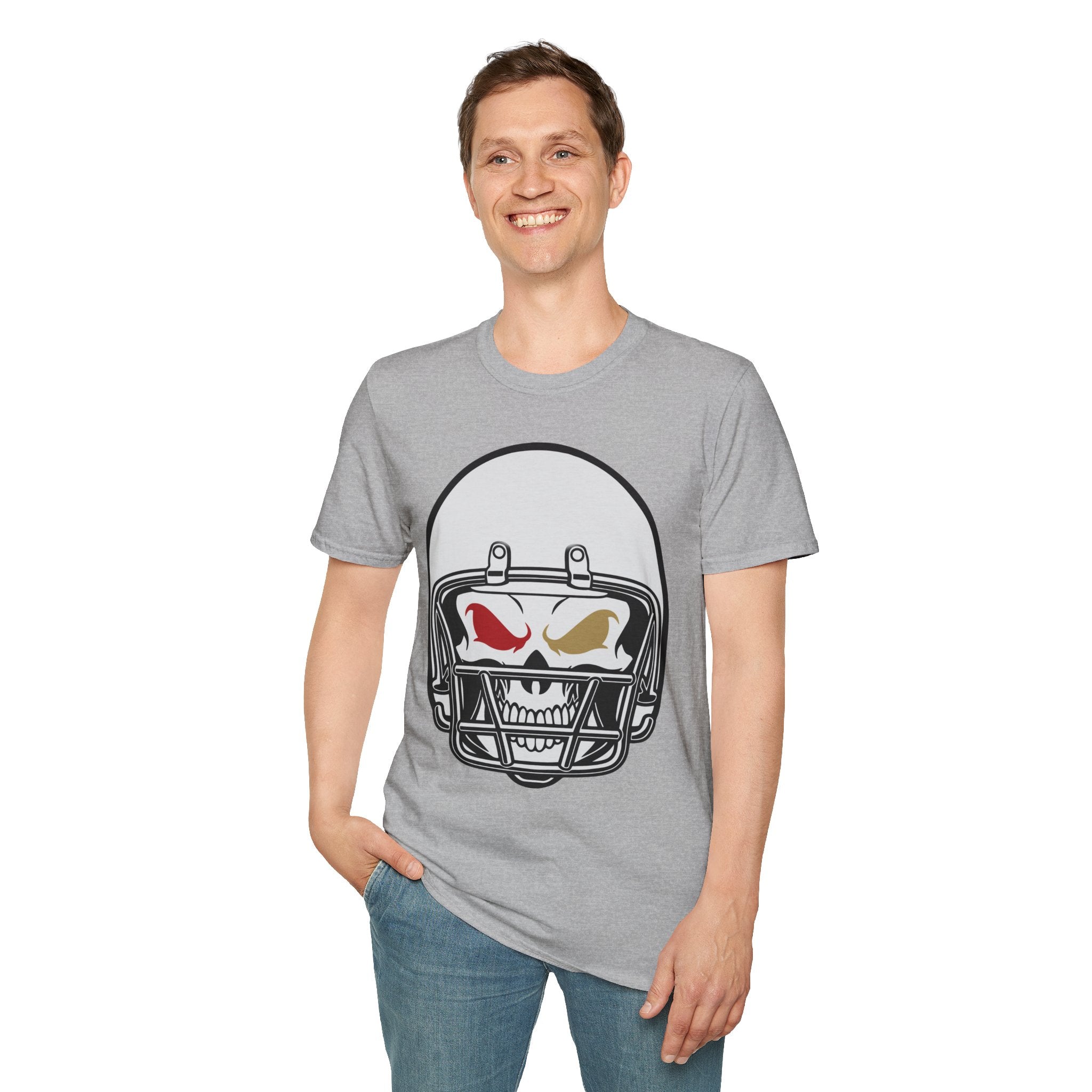SF Football Skull Helmet T-Shirt - Unique Fan Apparel, Football Team Tee, Game Day Shirt, Sporty Top, Men's Women's Clothing