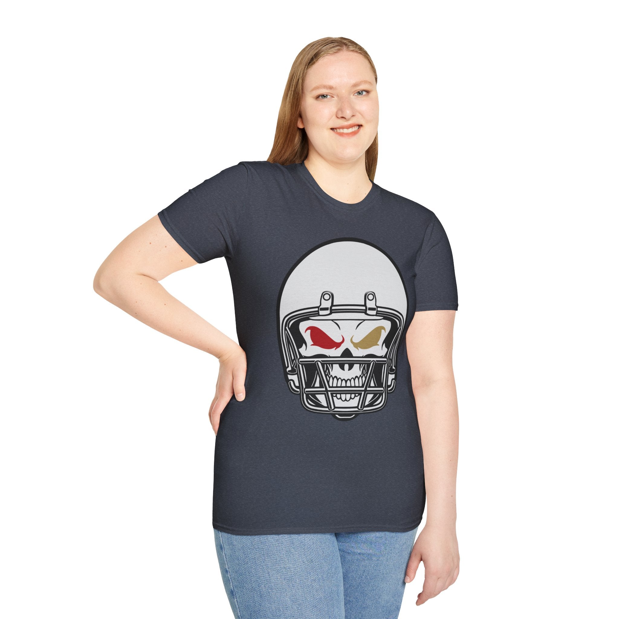 SF Football Skull Helmet T-Shirt - Unique Fan Apparel, Football Team Tee, Game Day Shirt, Sporty Top, Men's Women's Clothing