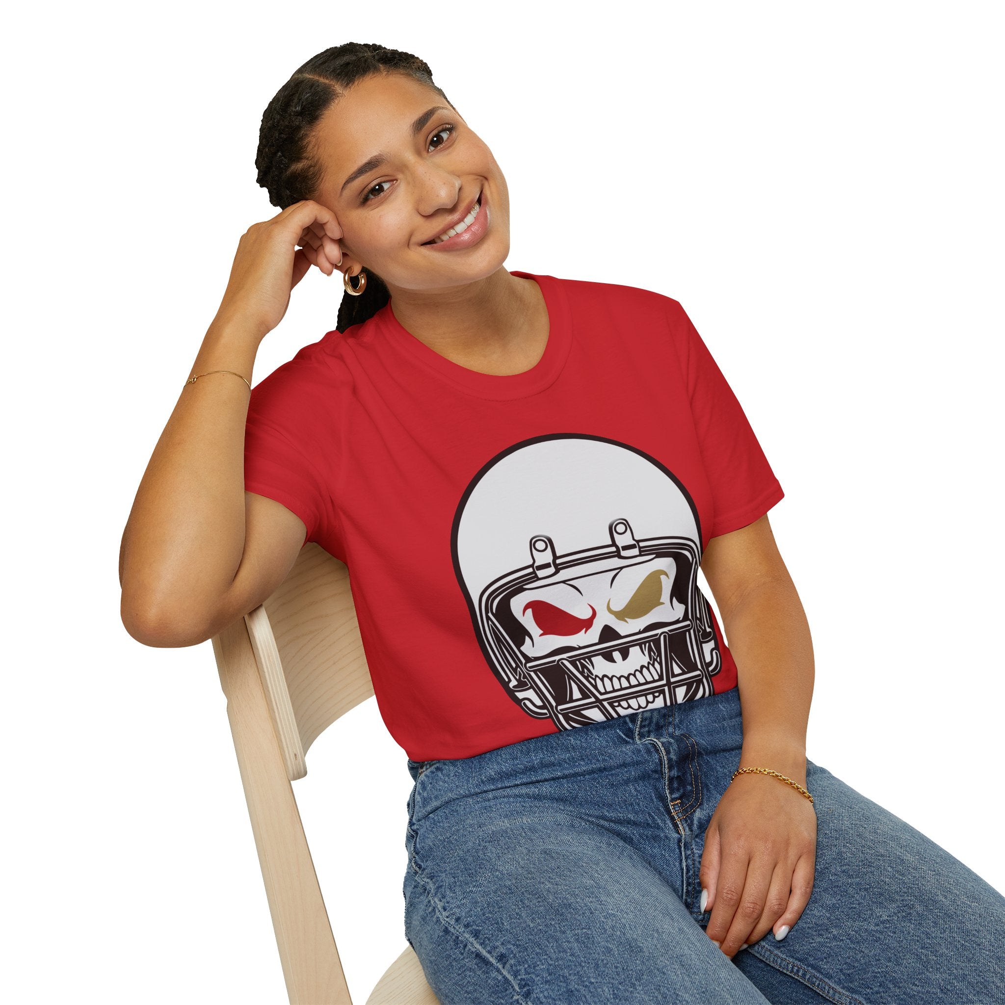 SF Football Skull Helmet T-Shirt - Unique Fan Apparel, Football Team Tee, Game Day Shirt, Sporty Top, Men's Women's Clothing
