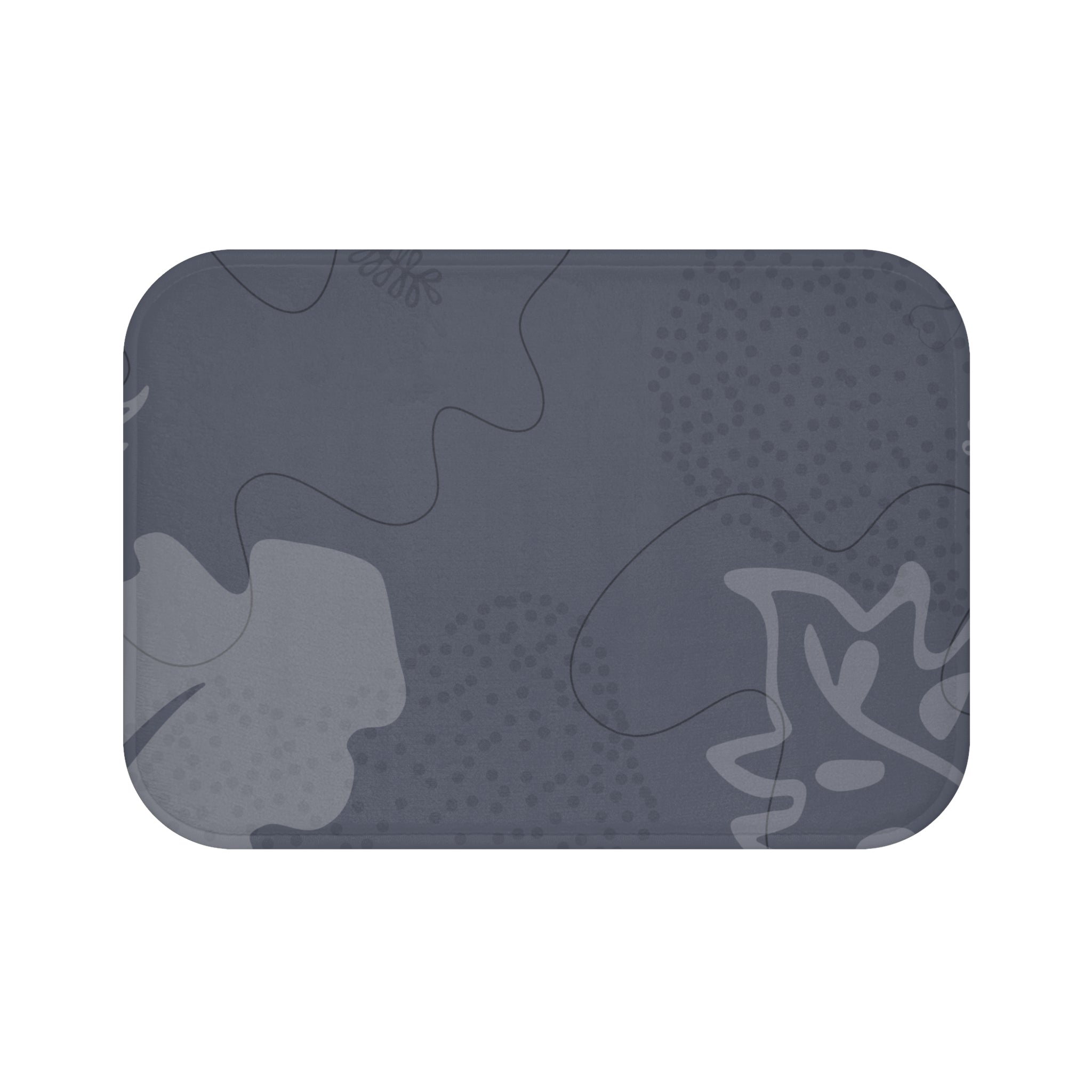 Gray Pattern Memory Foam Microfiber Bath Mat - Extra Soft Non-Slip Plush Shaggy Rug, Machine Washable, Bathroom Floor