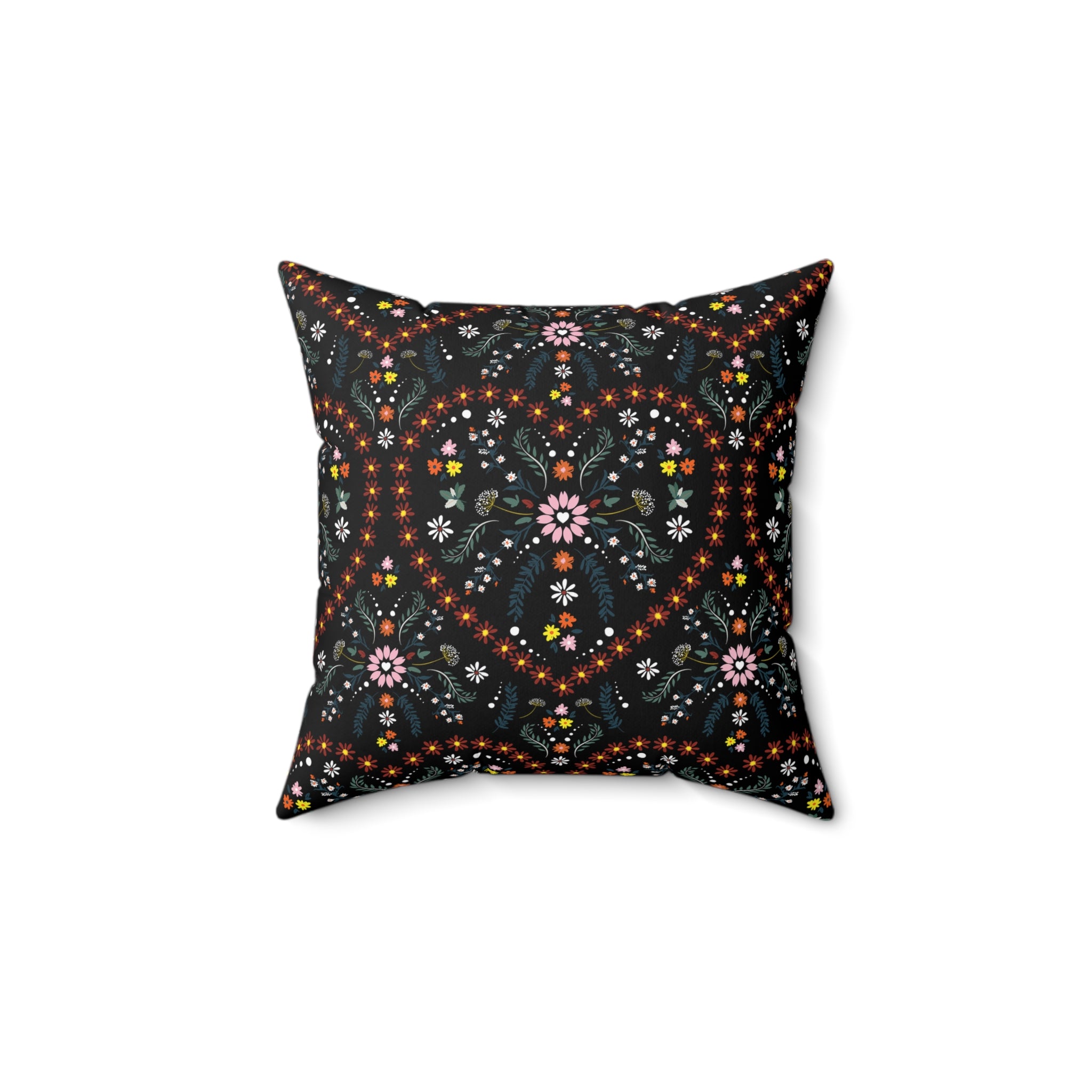 Heart Floral Elegant Vintage Pattern Print Pillow Covers, Decorative Couch Sofa Accent Pillows, Living Room Spun Polyester Square Pillow